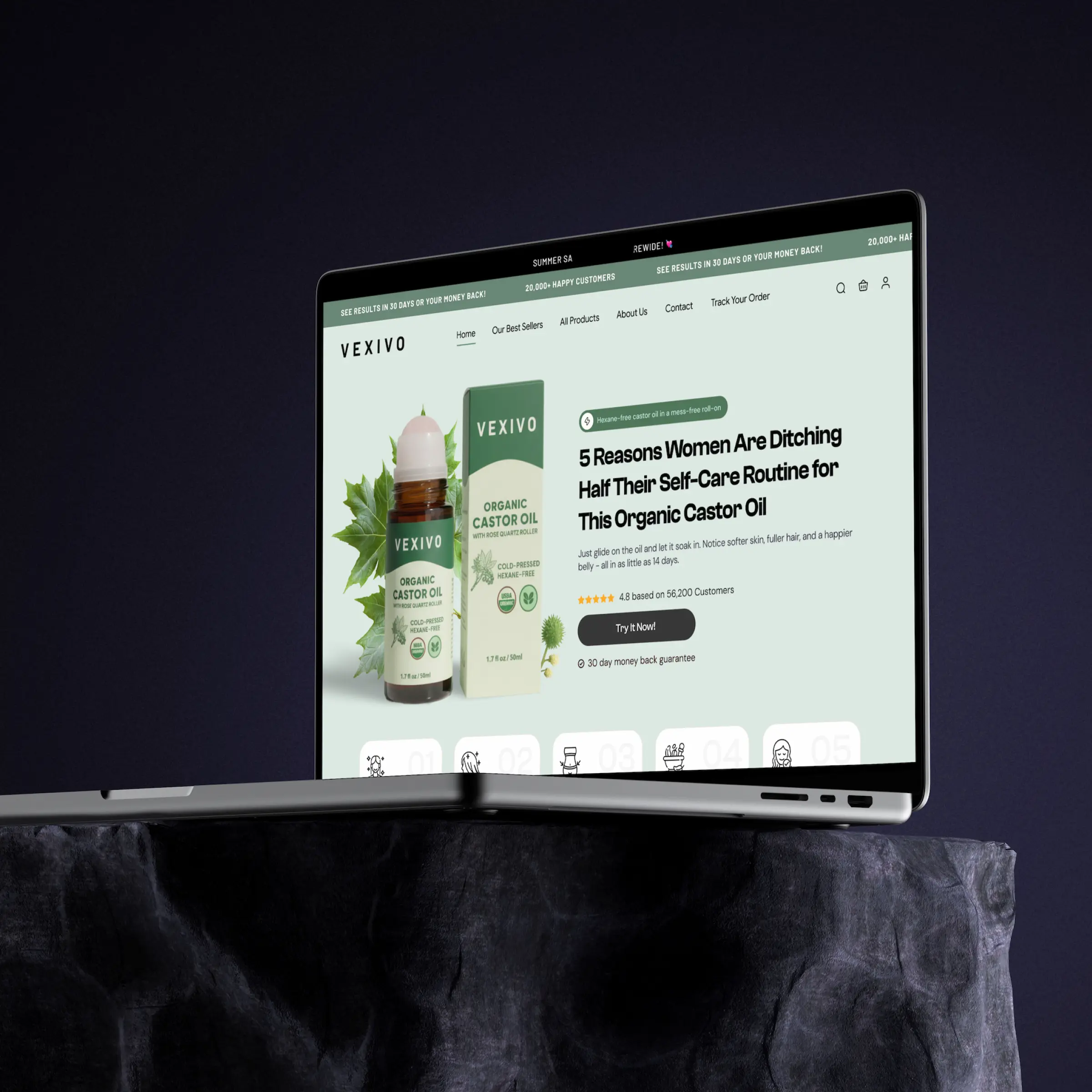 Vexivo storefront — product presentation designed by Convertica Studio
