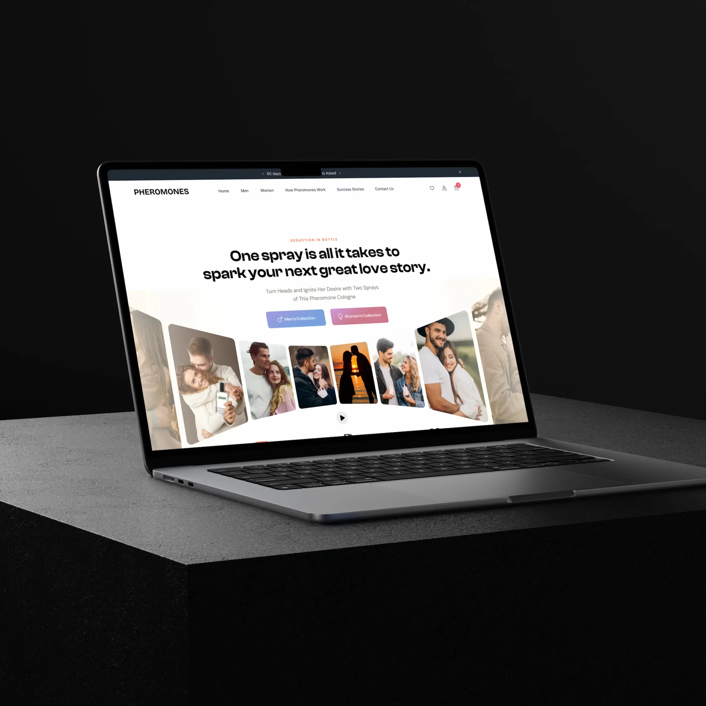 Pheromones storefront — product presentation designed by Convertica Studio