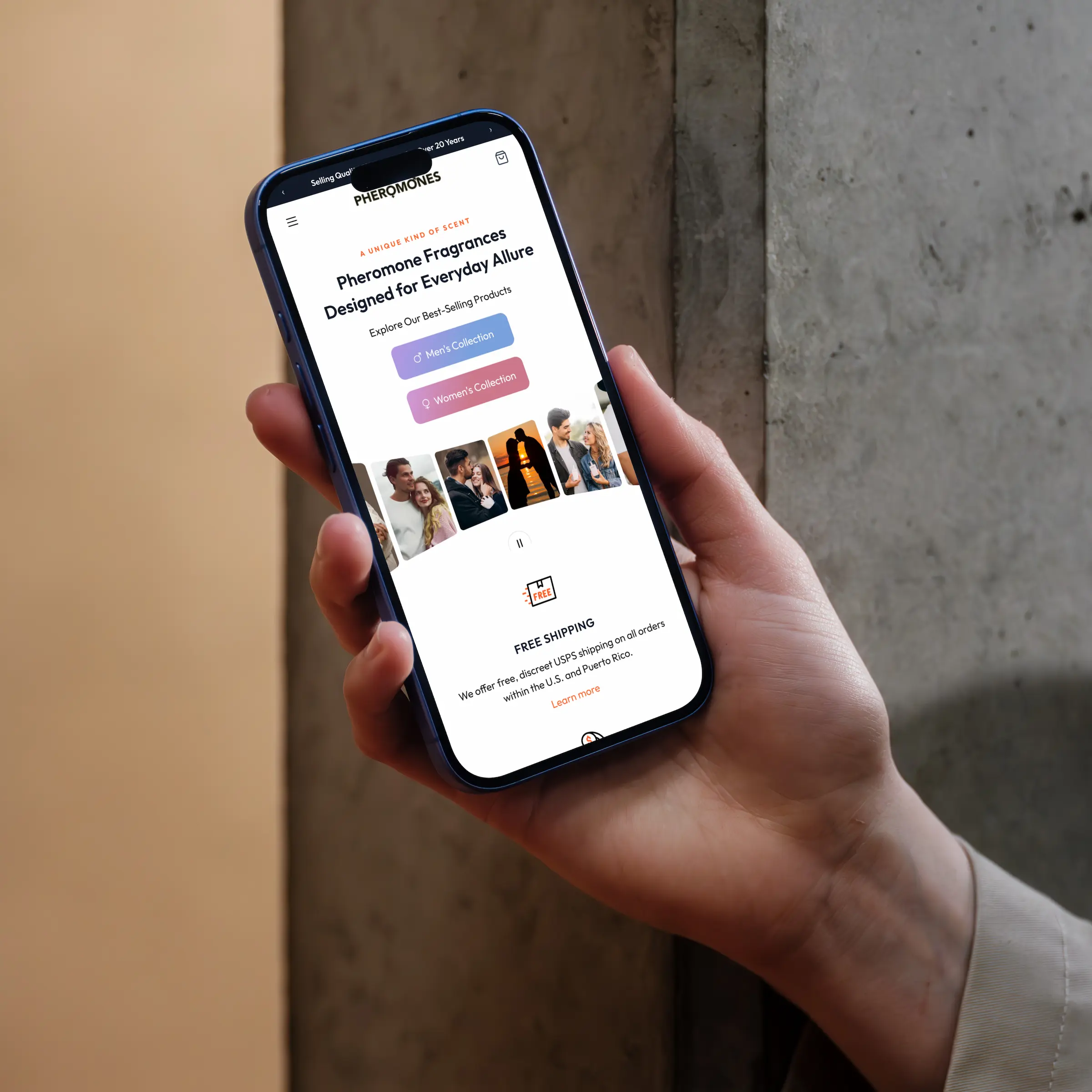Pheromones storefront — content and trust sections designed by Convertica Studio