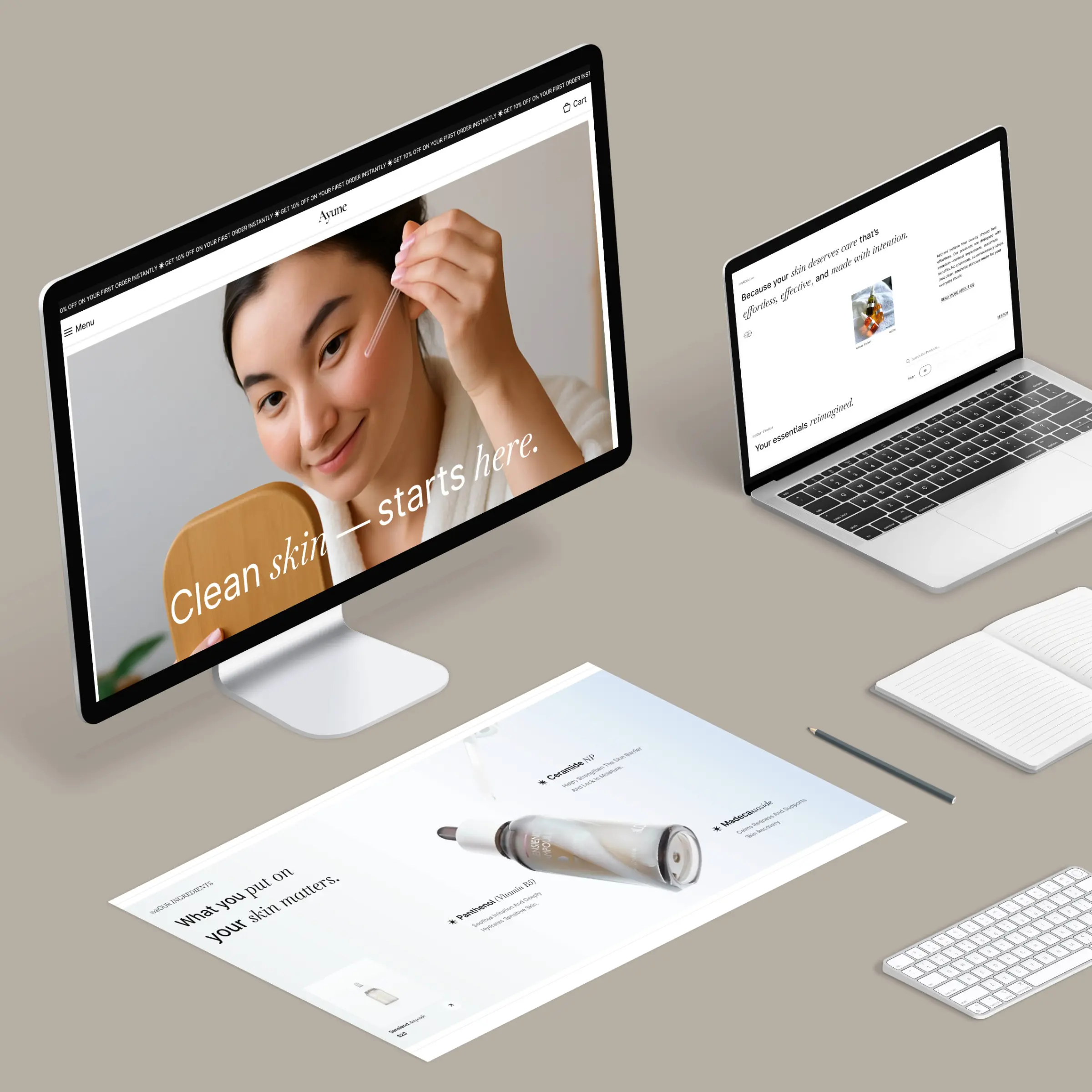 Ayune storefront — product presentation designed by Convertica Studio