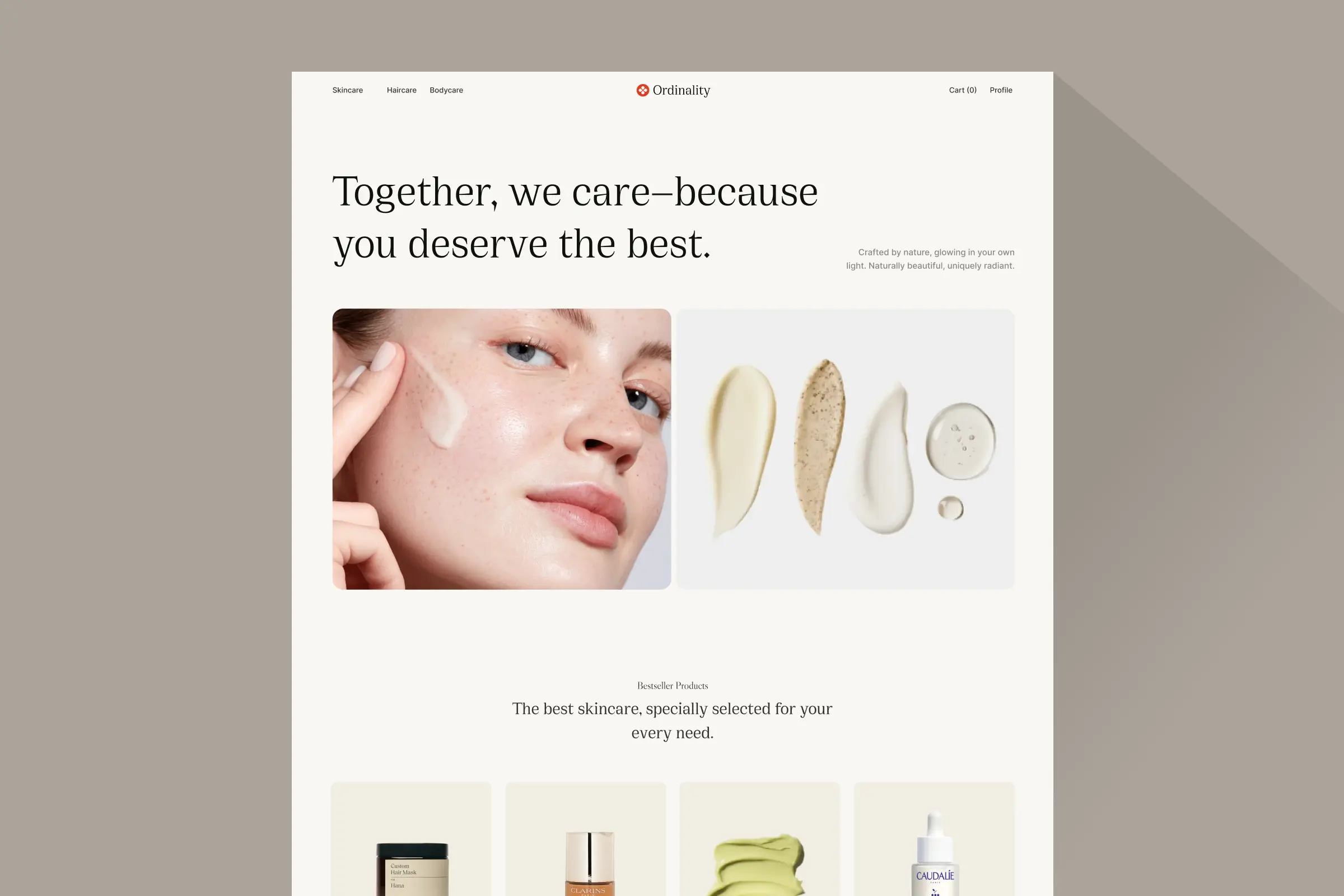 Ordinality storefront — product presentation designed by Convertica Studio
