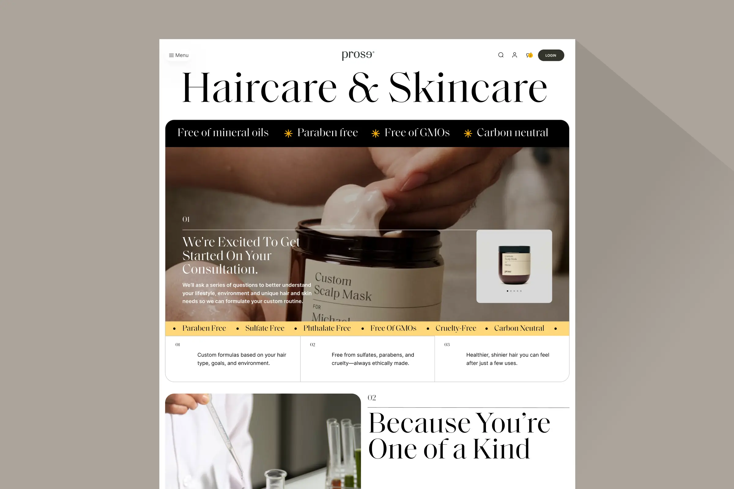 Prose storefront — product presentation designed by Convertica Studio
