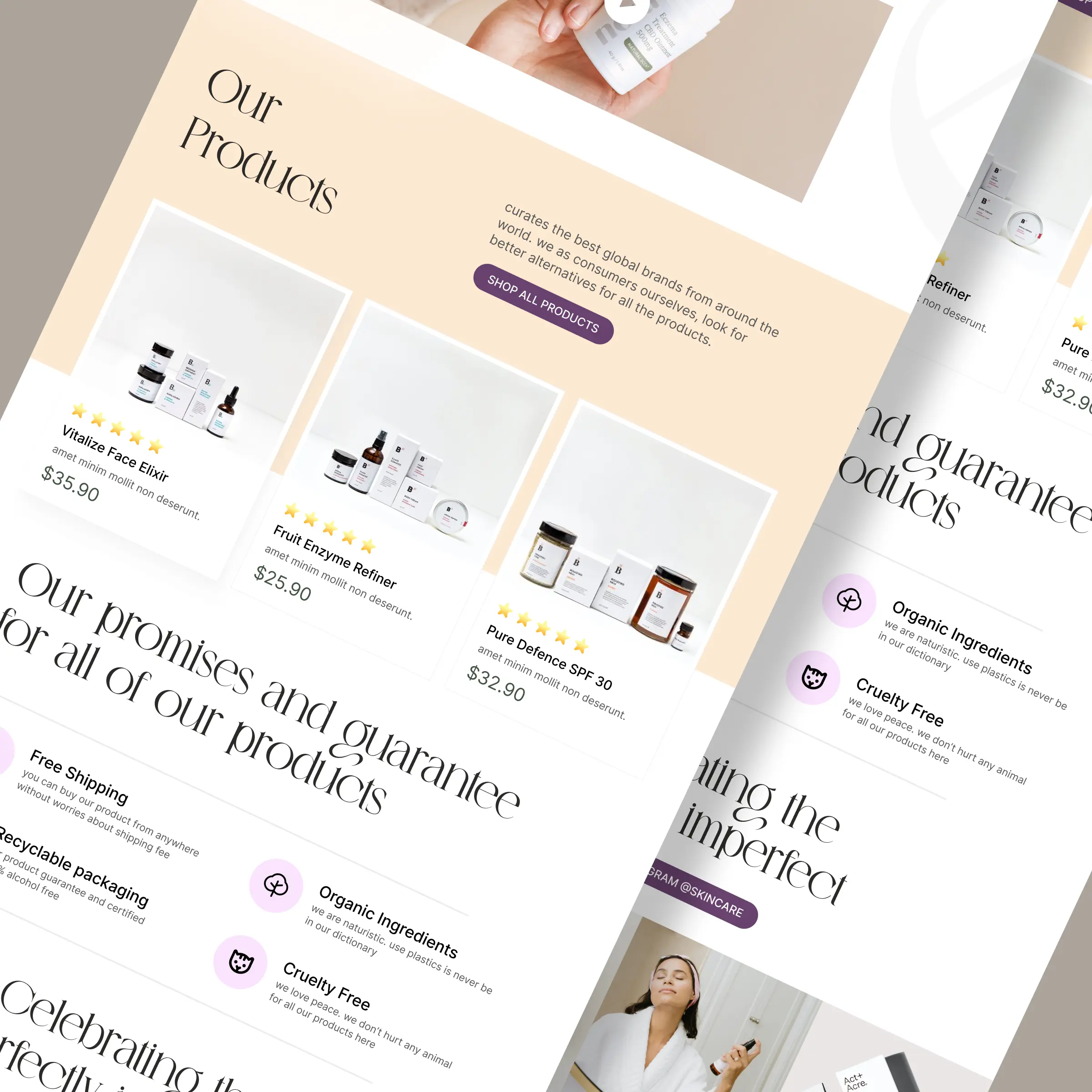 Skin-Care storefront — product presentation designed by Convertica Studio
