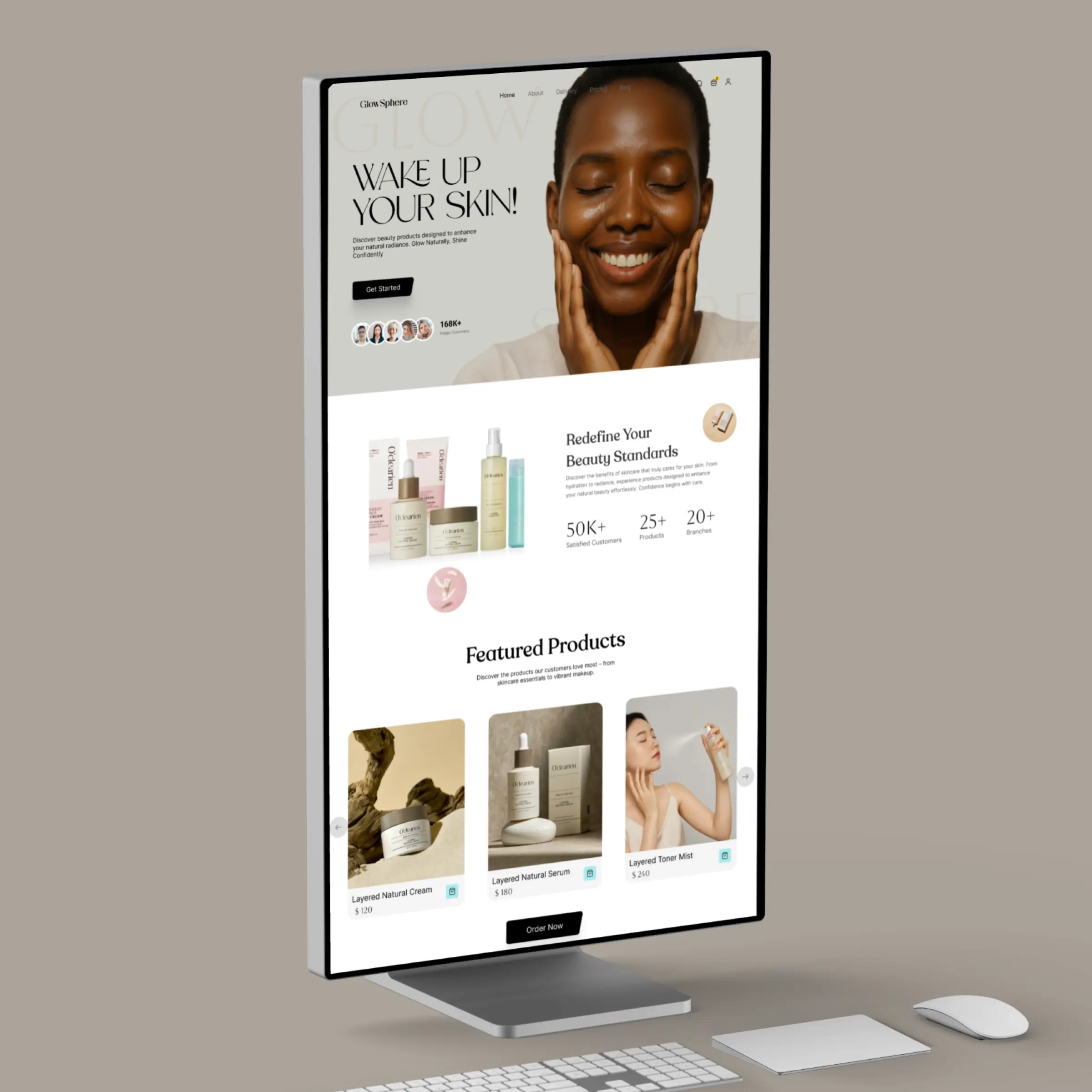 GlowSphere storefront — product presentation designed by Convertica Studio