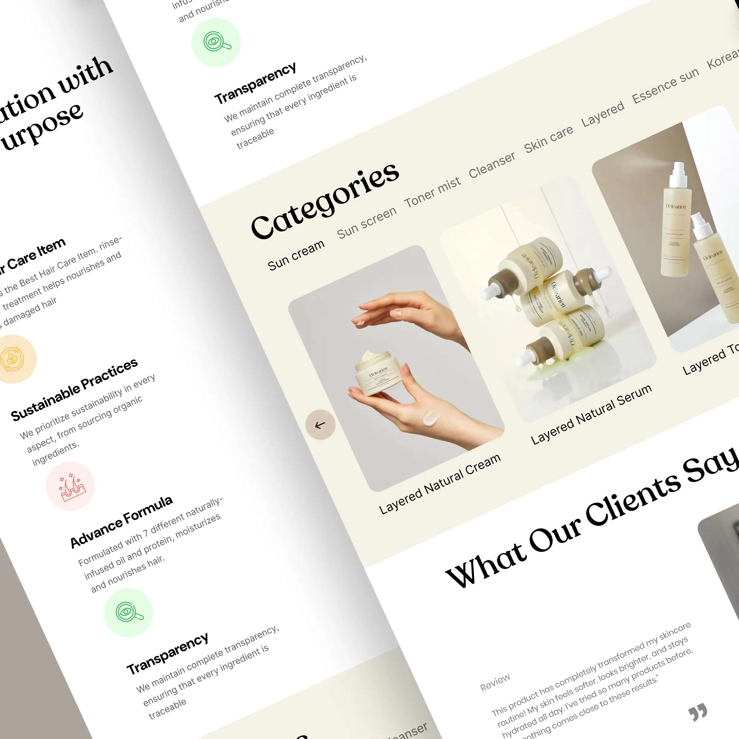 GlowSphere storefront — content and trust sections designed by Convertica Studio