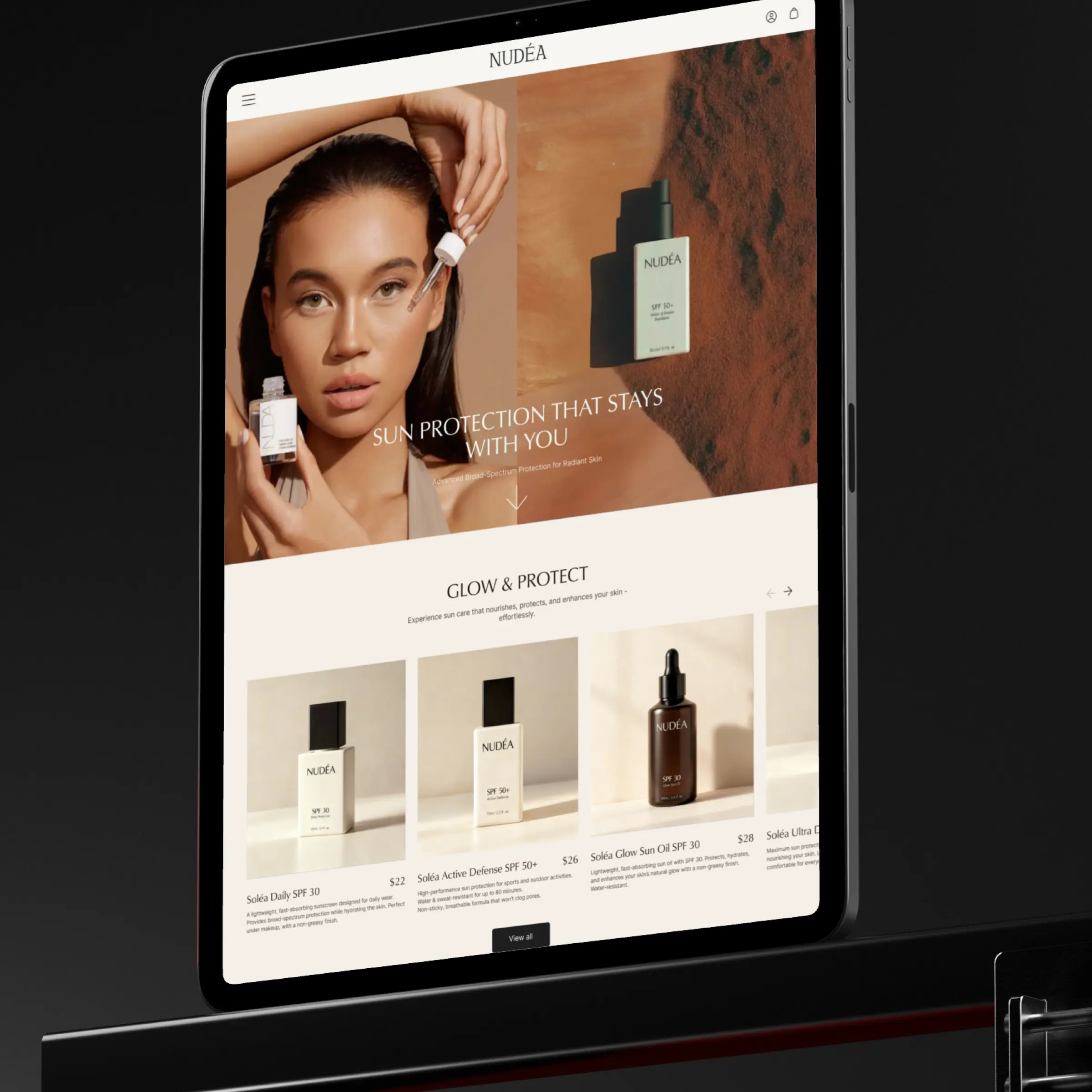 Nudéa storefront — content and trust sections designed by Convertica Studio