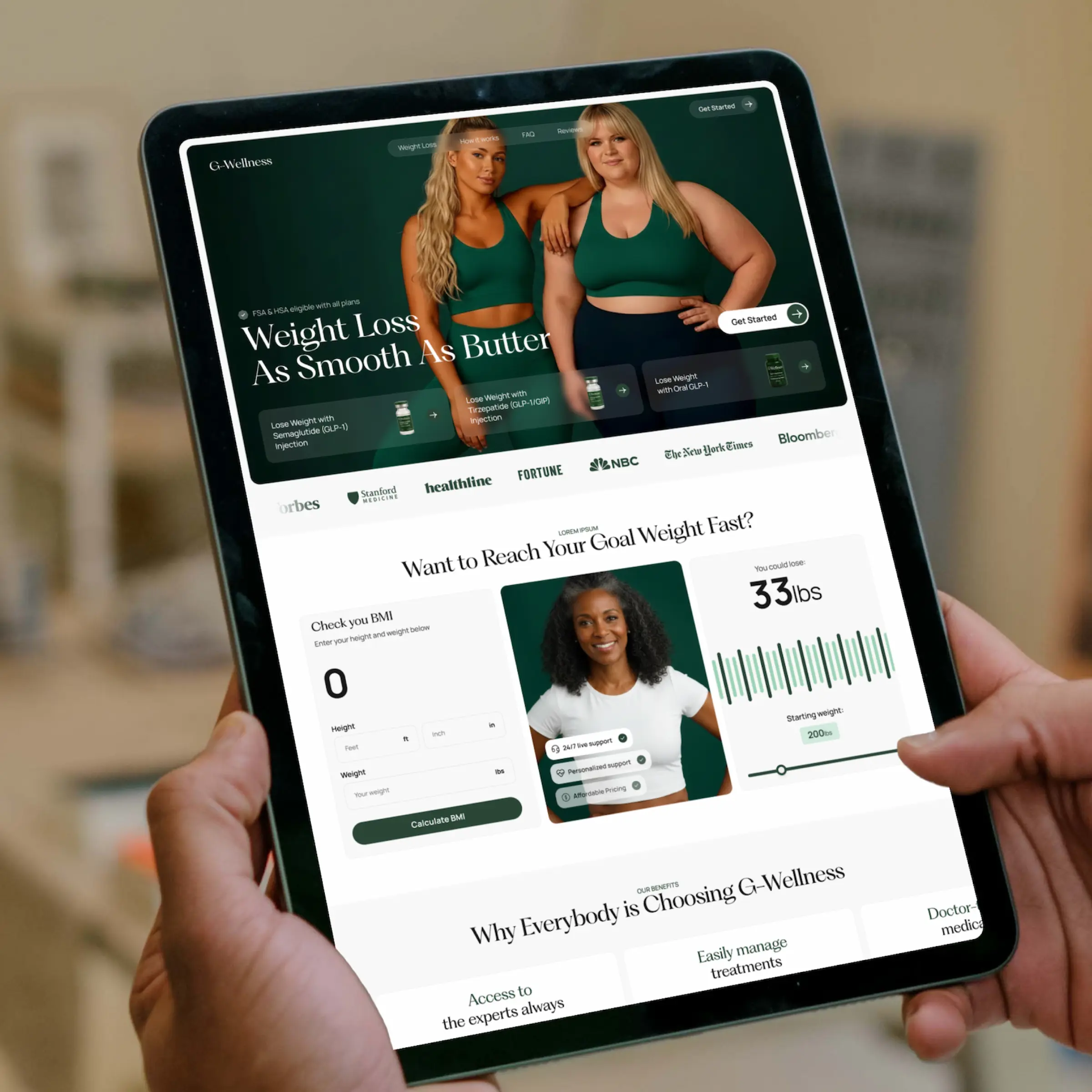 G-Wellness mobile screens