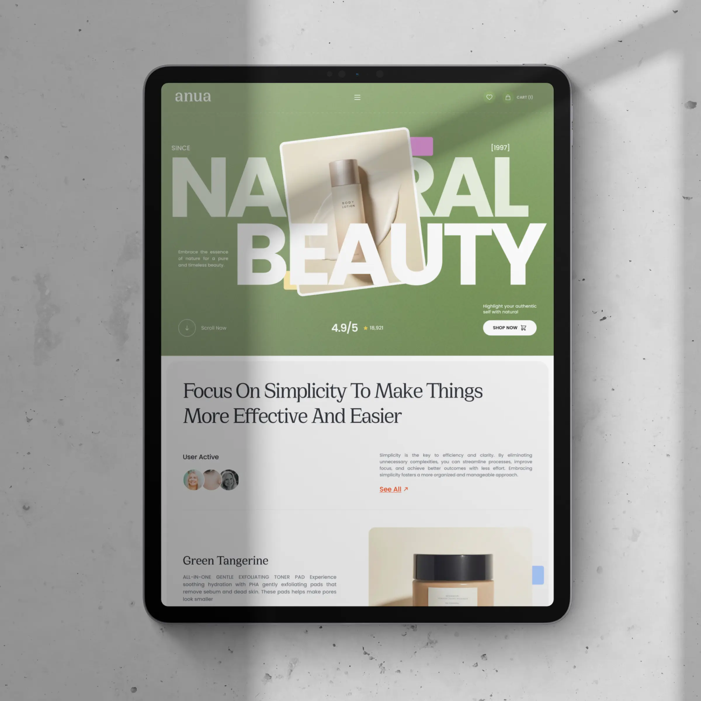 Anua mobile screens