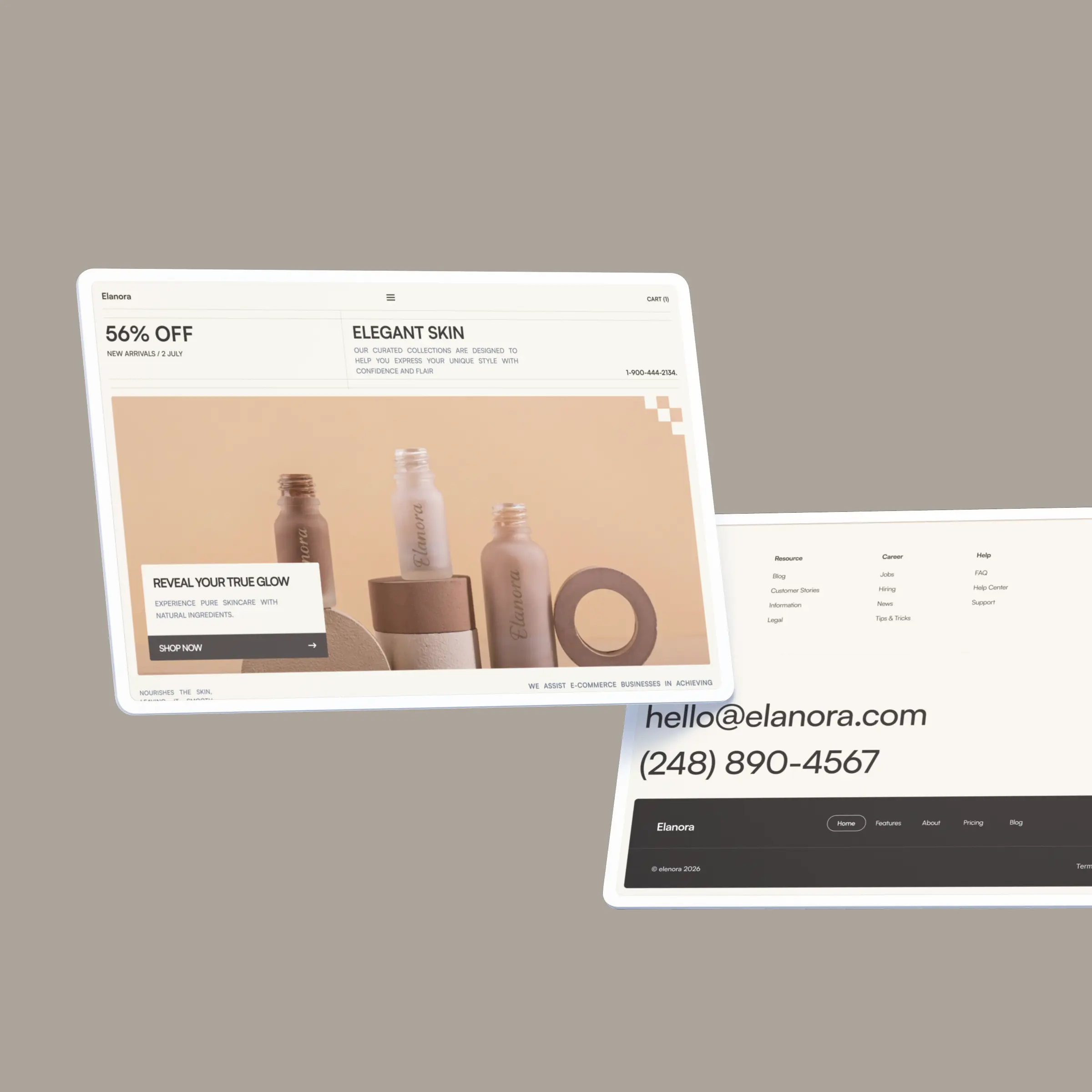 Elanora storefront — product presentation designed by Convertica Studio