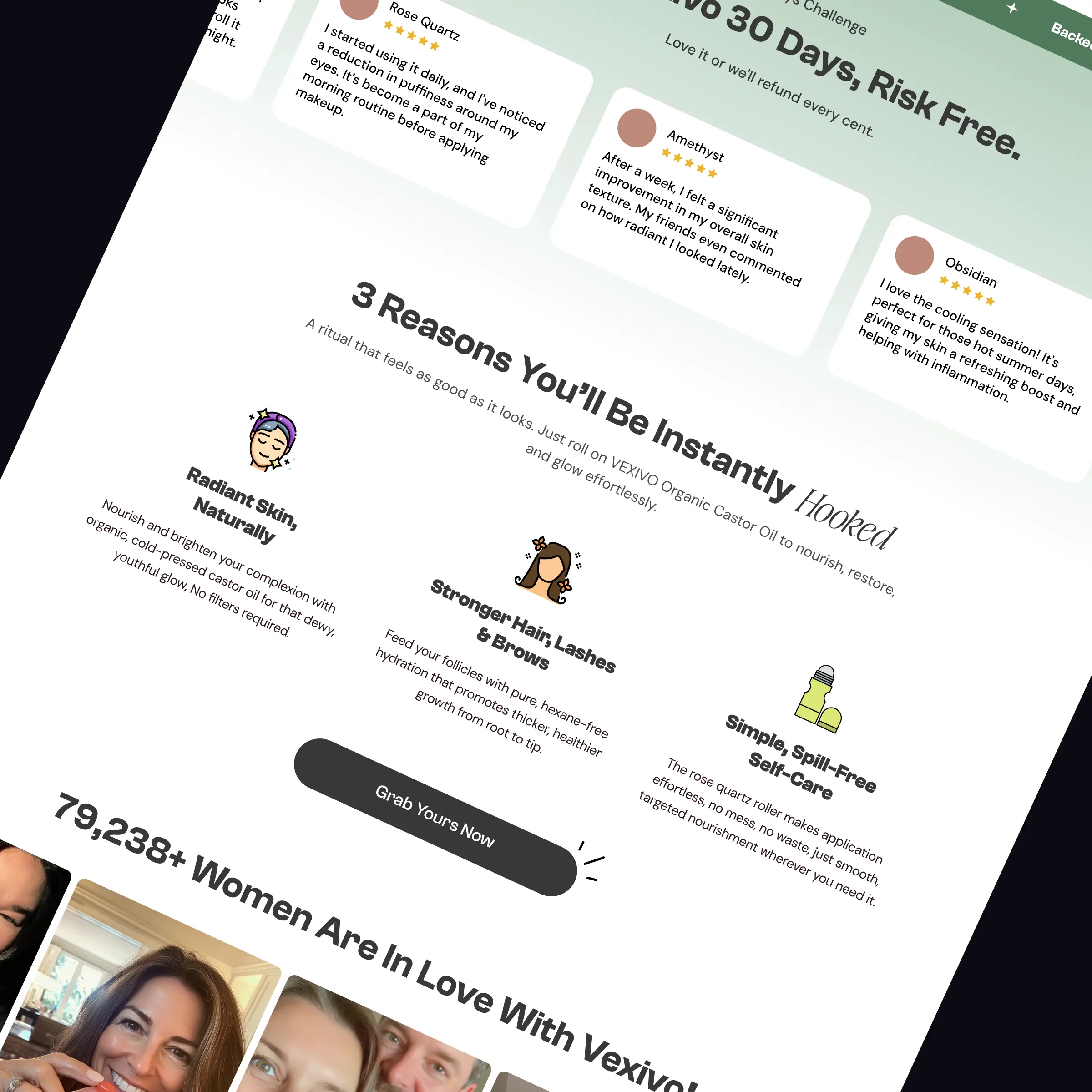 Redesigned Vexivo product page section