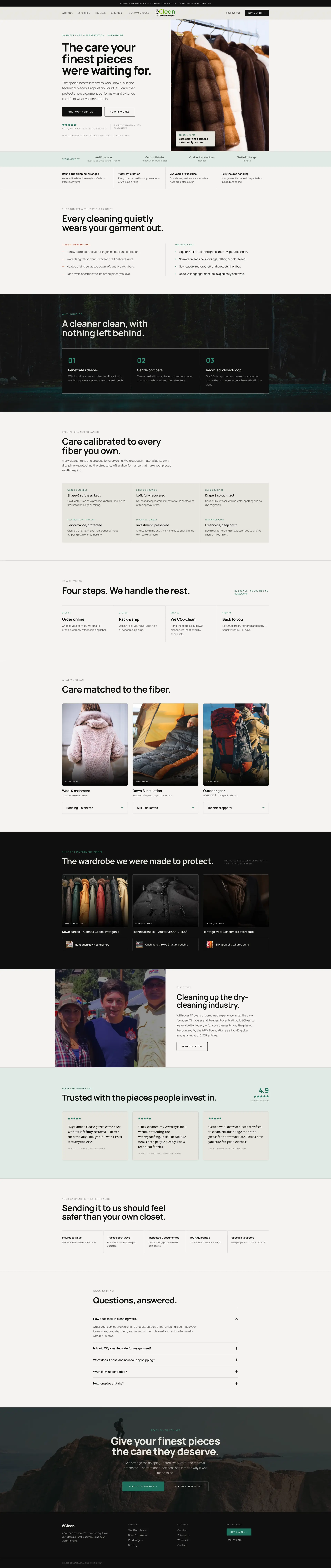 Premium Garment Cleaning store after the Convertica redesign