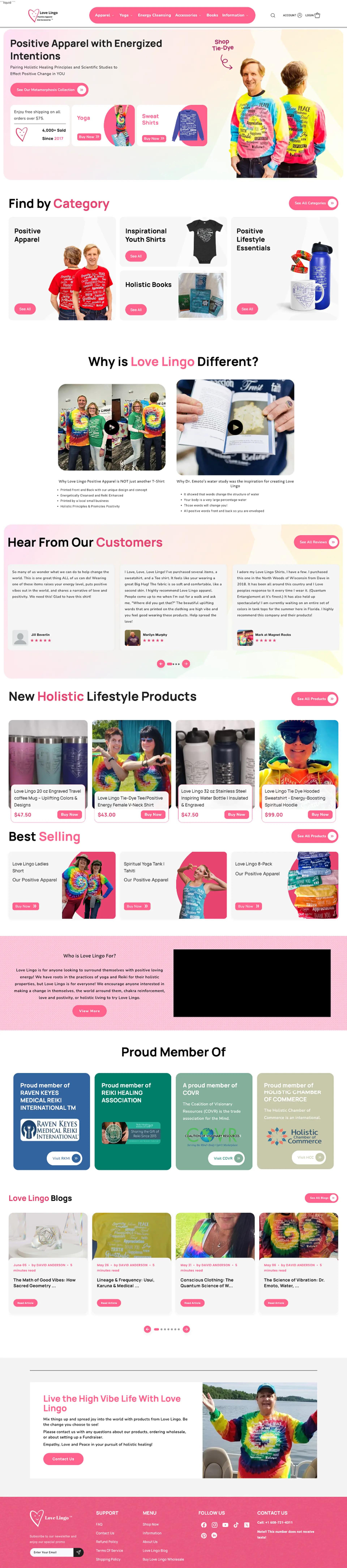 Love Lingo Shopify store before the CRO redesign