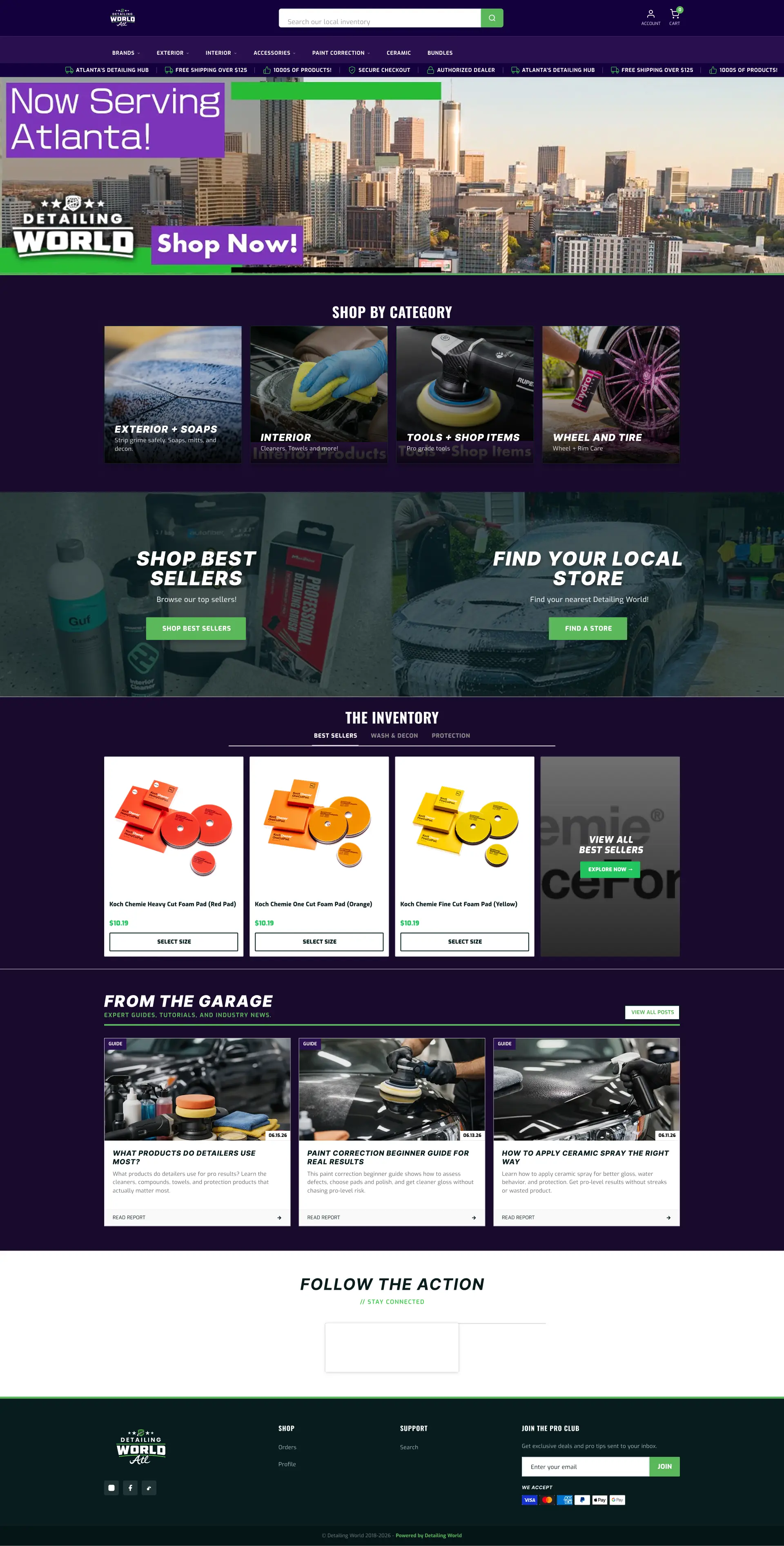 Detailing World Atlanta Shopify store before the CRO redesign