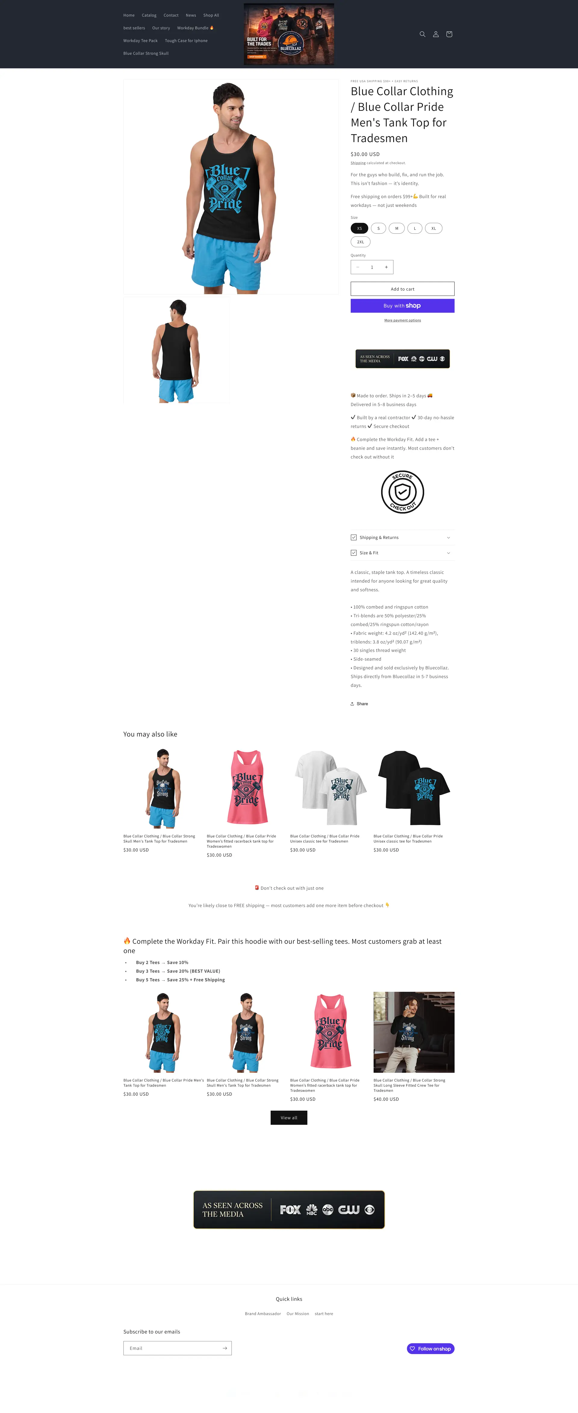 BlueCollaz Shopify store before the CRO redesign