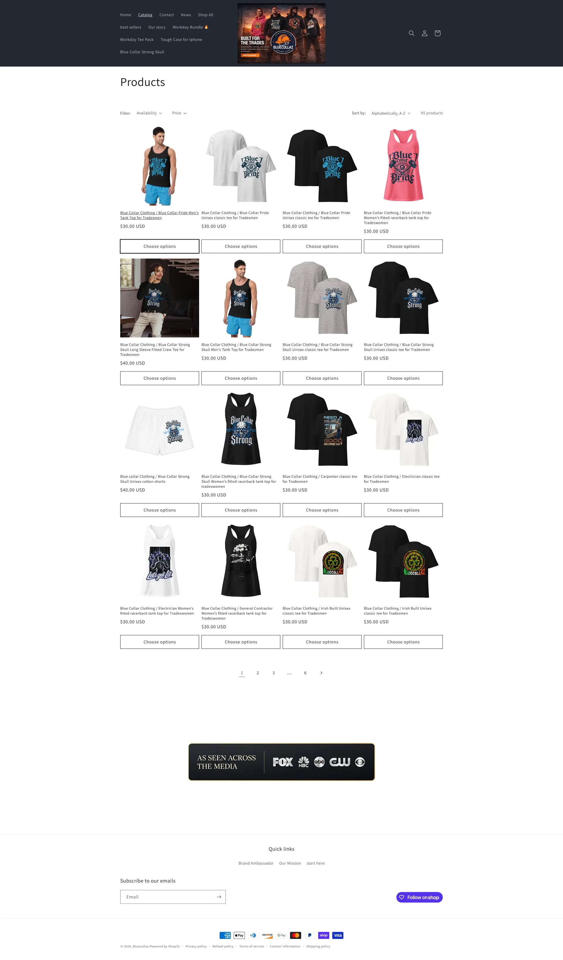BlueCollaz collection page before the CRO redesign