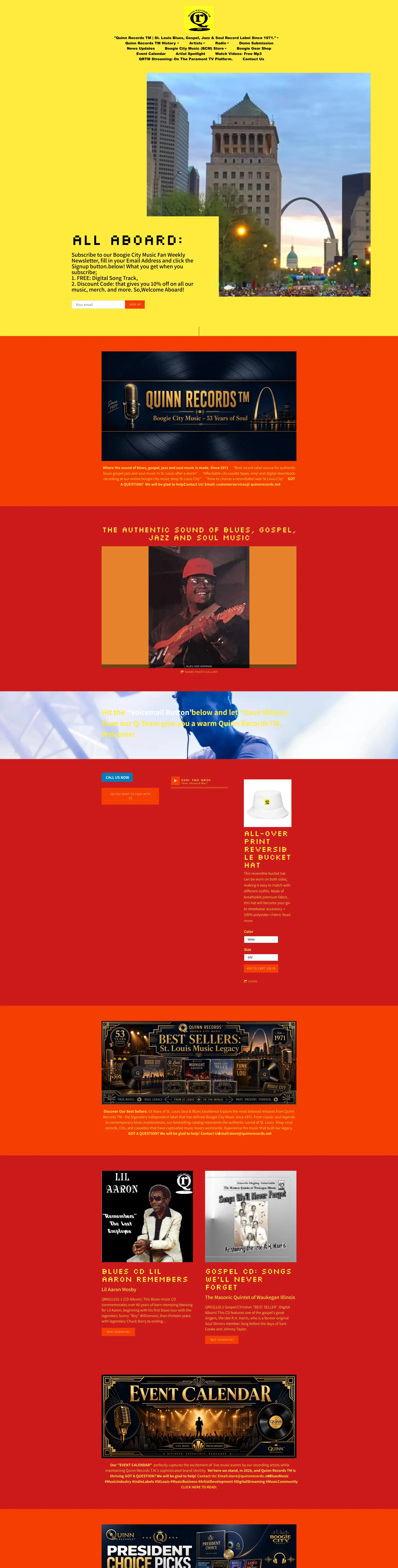 Quinn Records Shopify store before the CRO redesign