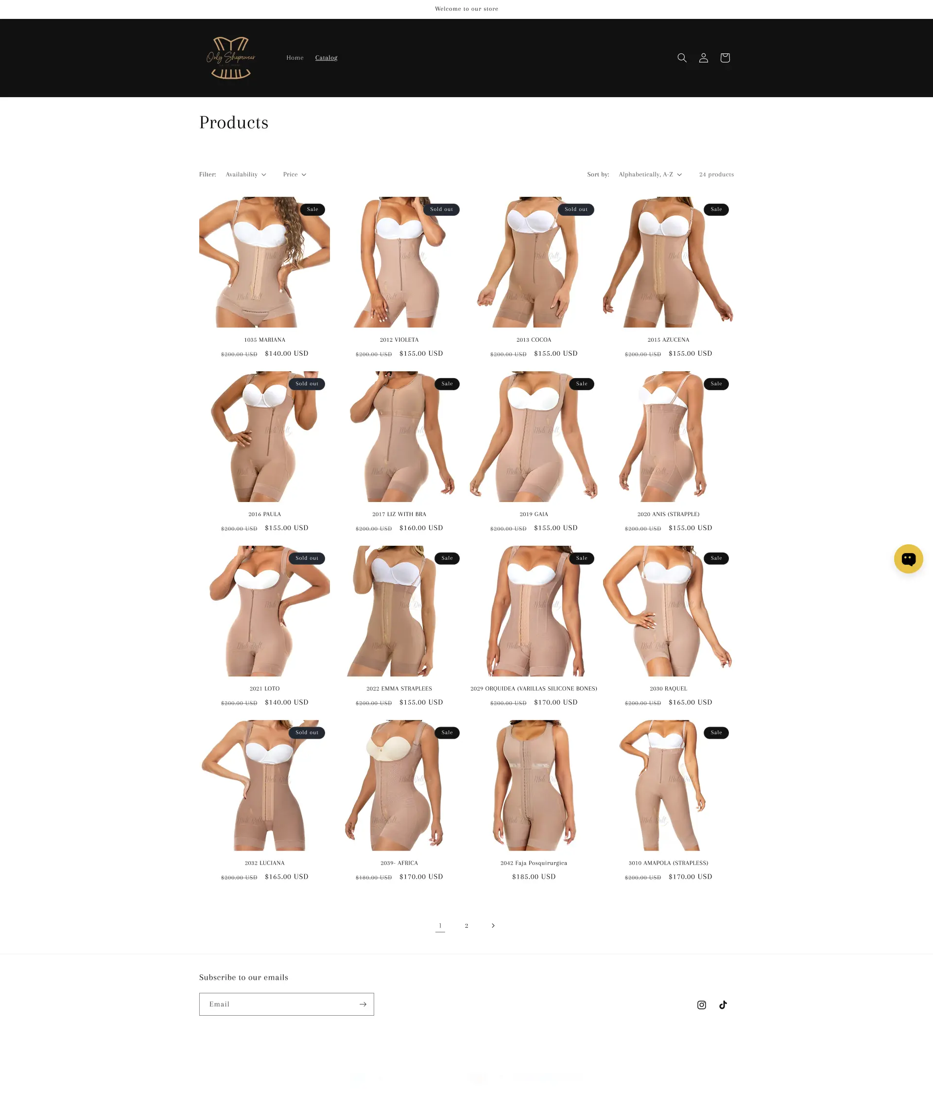 Only Shapewear collection page before the CRO redesign