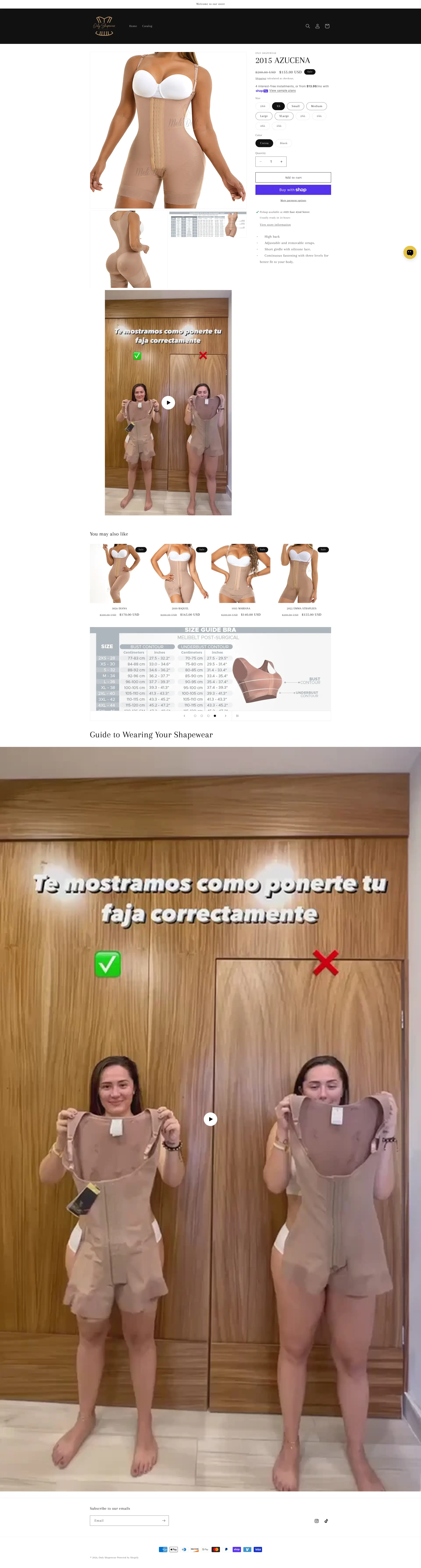 Only Shapewear product page before the CRO redesign