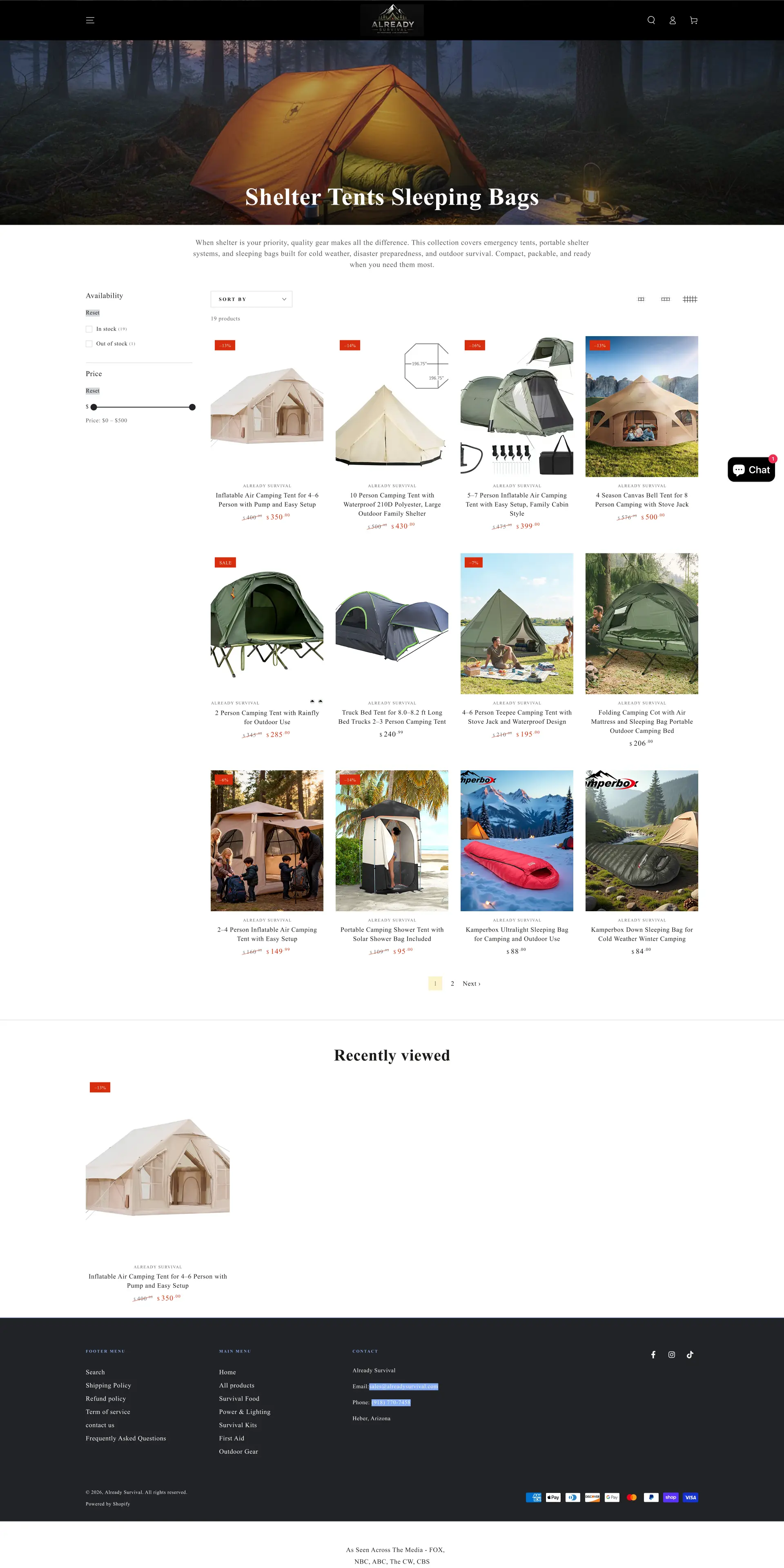 Already Survival collection   old page before the CRO redesign