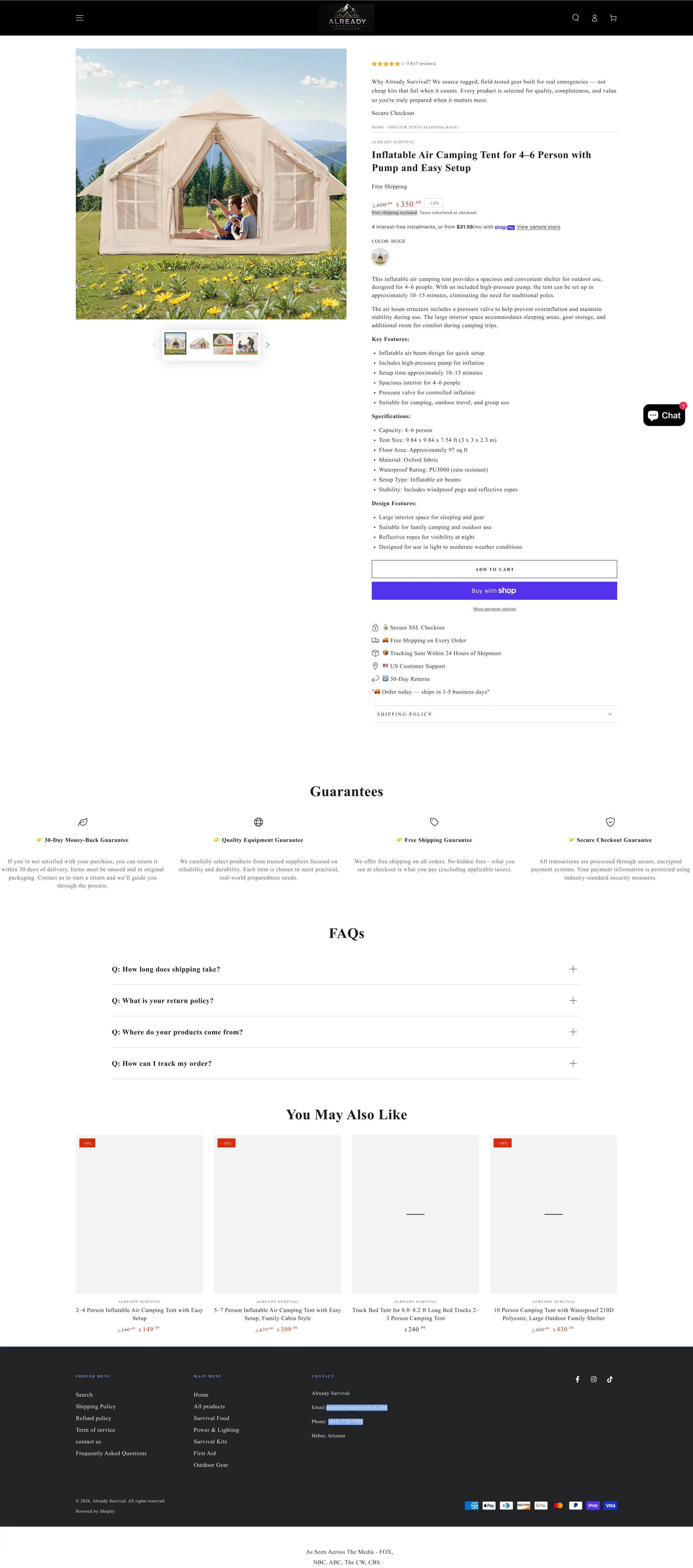 Already Survival product   old page before the CRO redesign