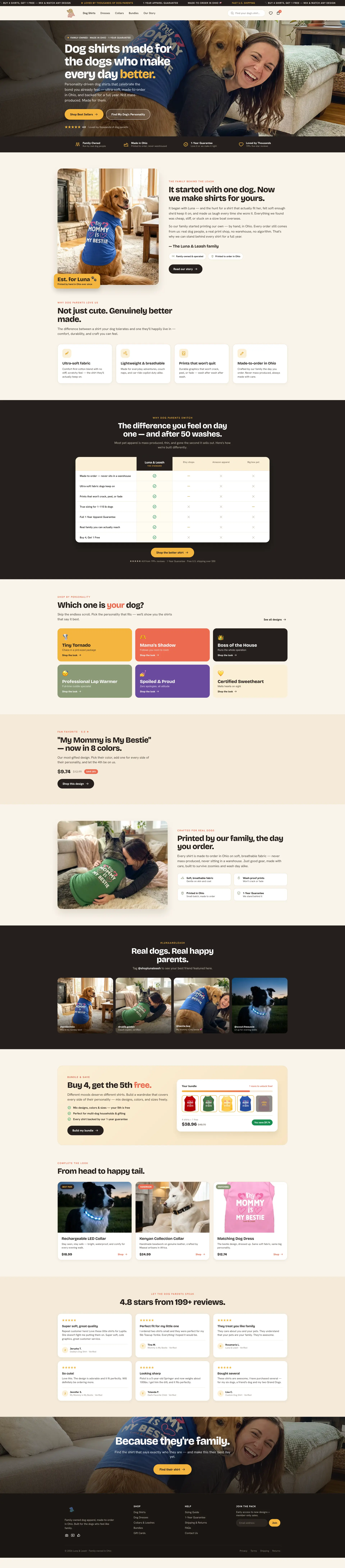 Luna Leash store after the Convertica redesign