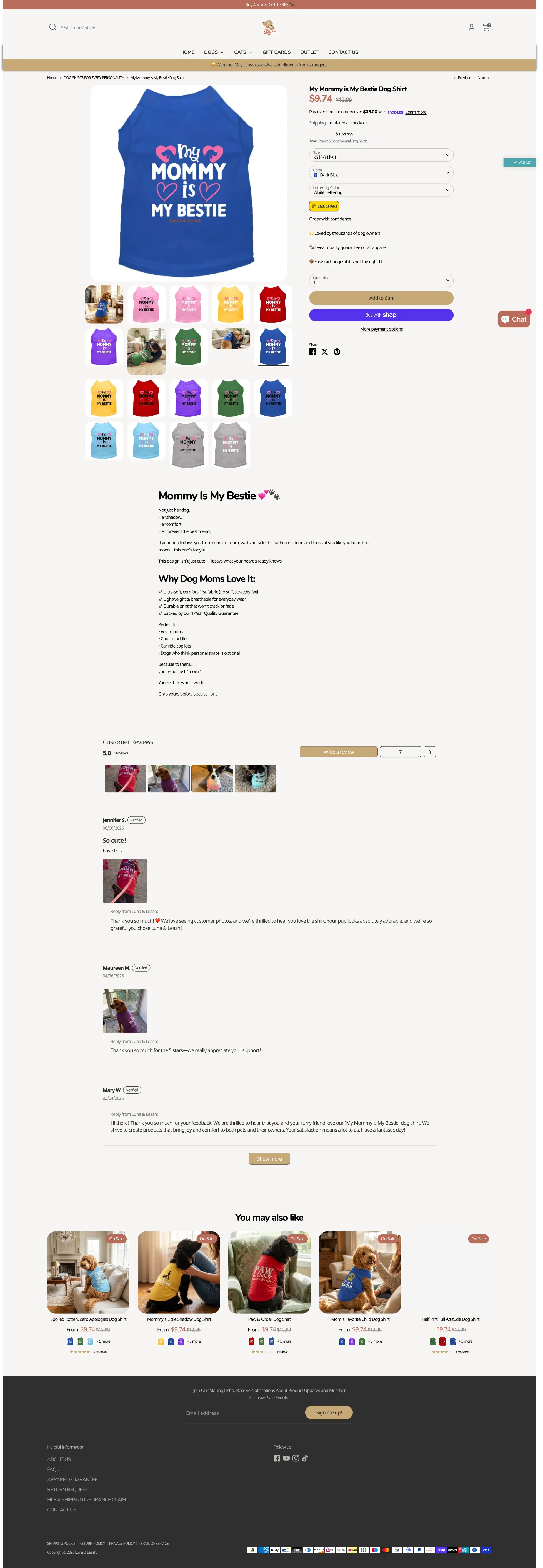 Luna Leash product   old page before the CRO redesign