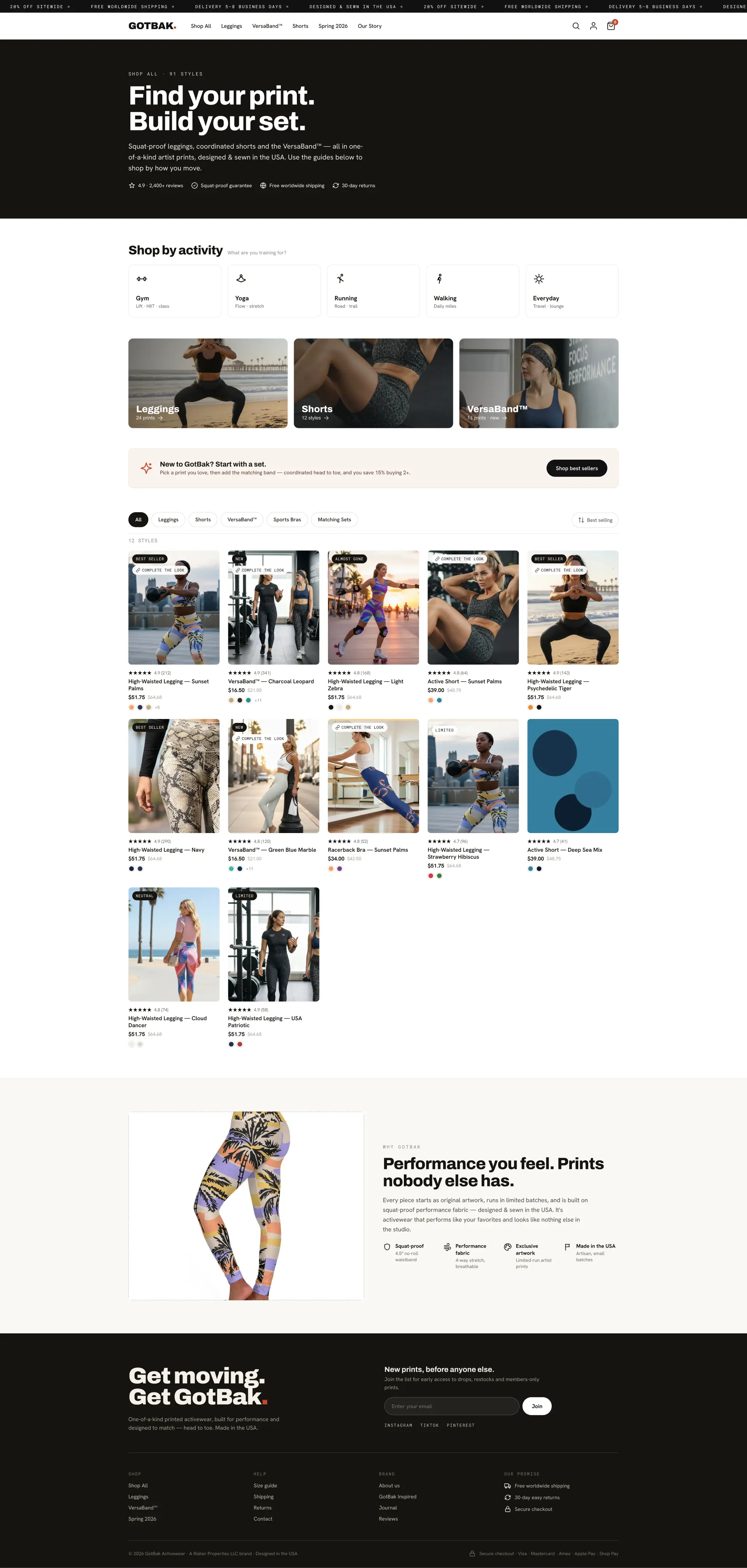 GotBak Active Wear collection   old page rebuilt on the audit recommendations