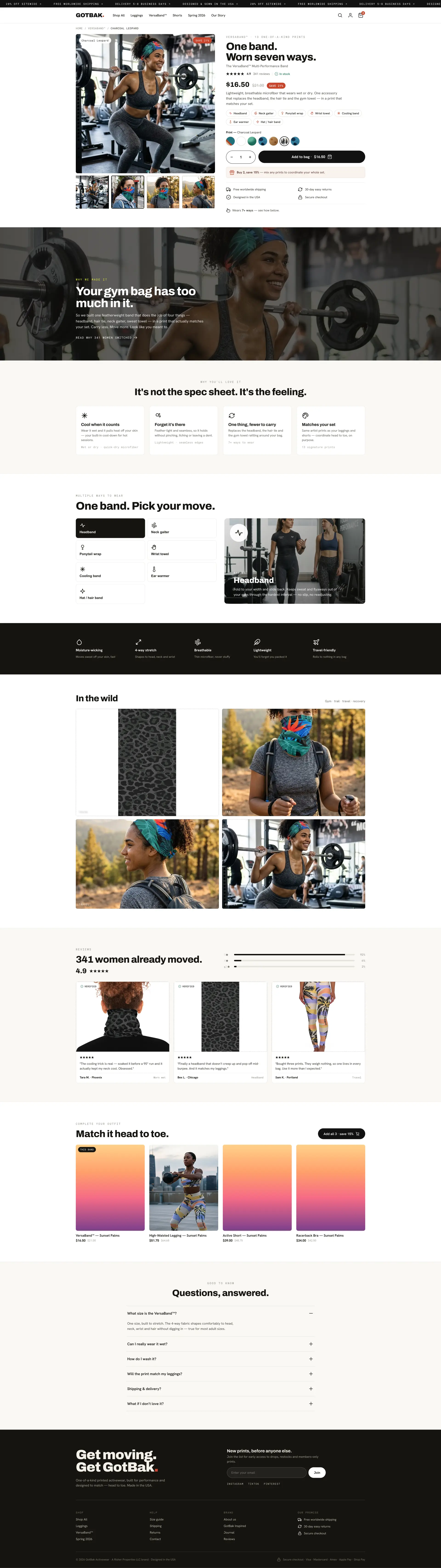 GotBak Active Wear product   old page rebuilt on the audit recommendations
