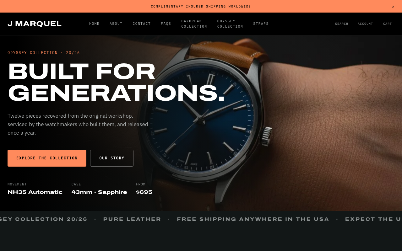 J Marquel Shopify theme homepage