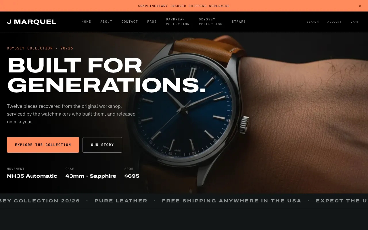 J Marquel Shopify theme homepage