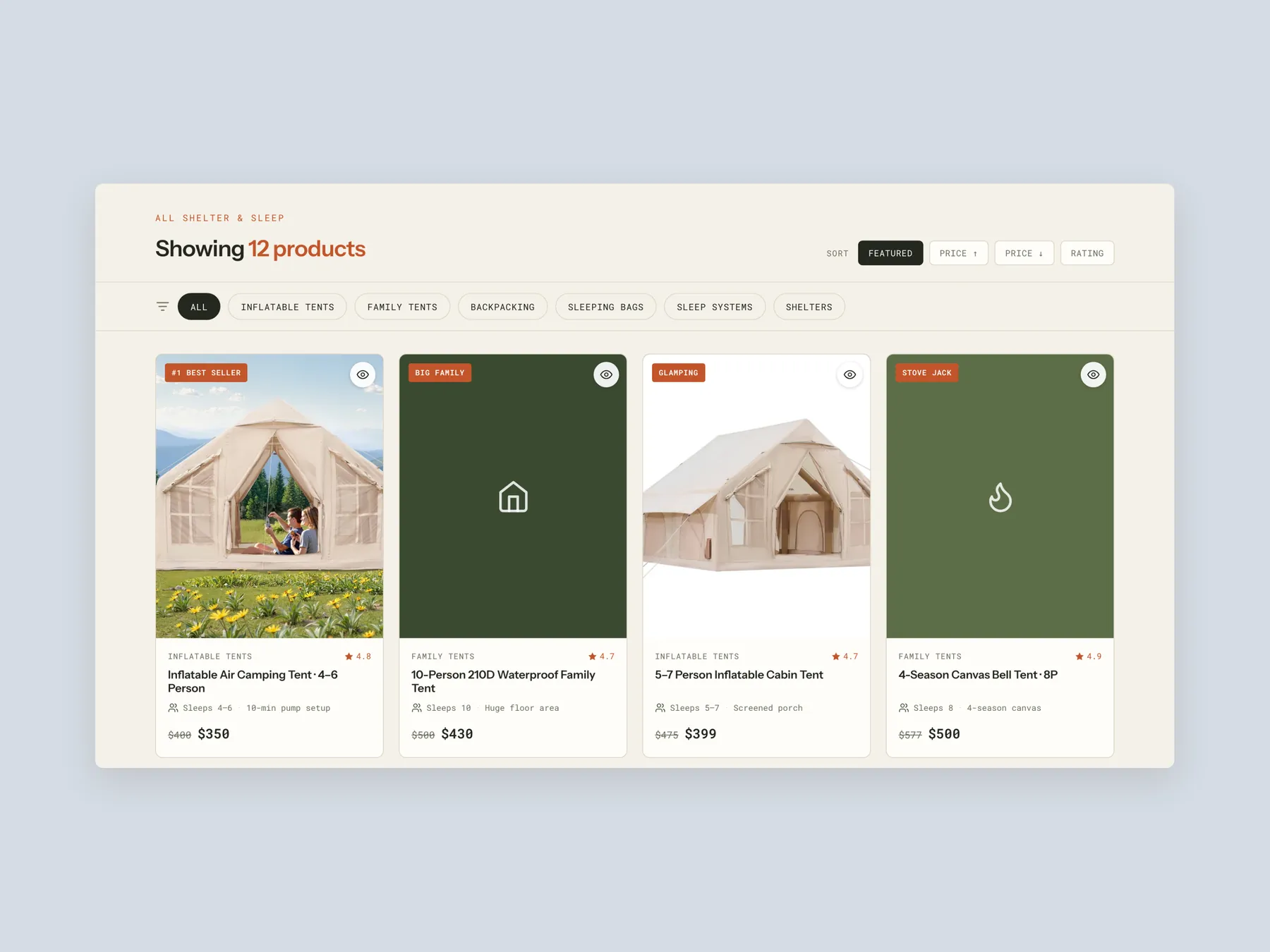 Already Survival concept redesign: Collection page: filters and first row