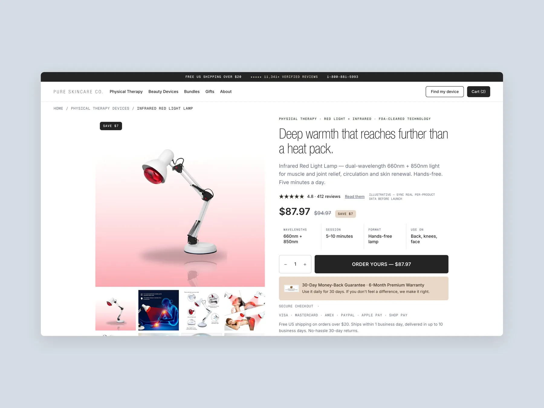 Awe Brands concept redesign: Product page first screen: header and buy box