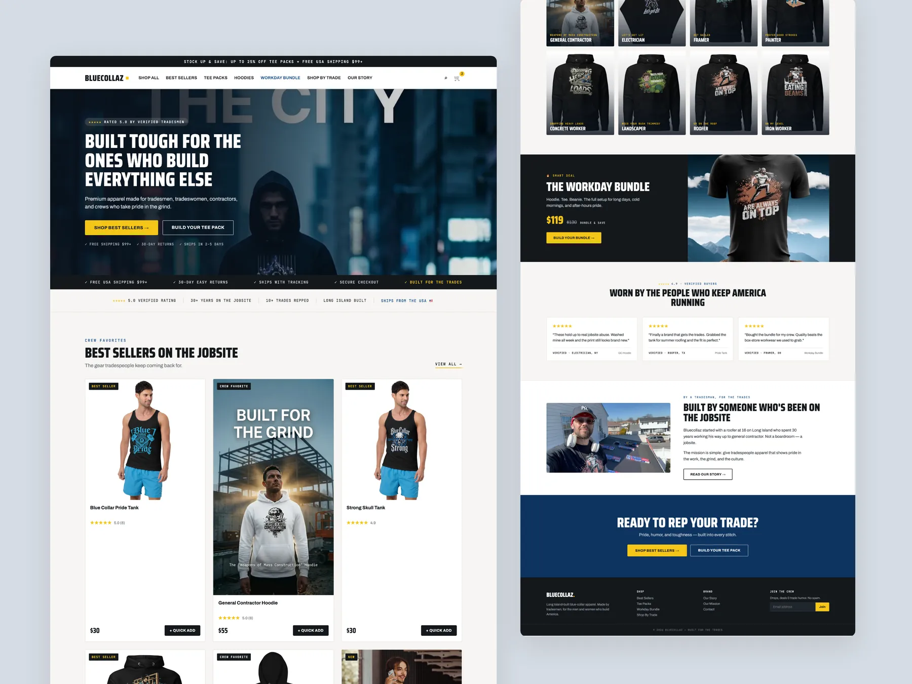 BlueCollaz concept redesign: Homepage, two tall columns