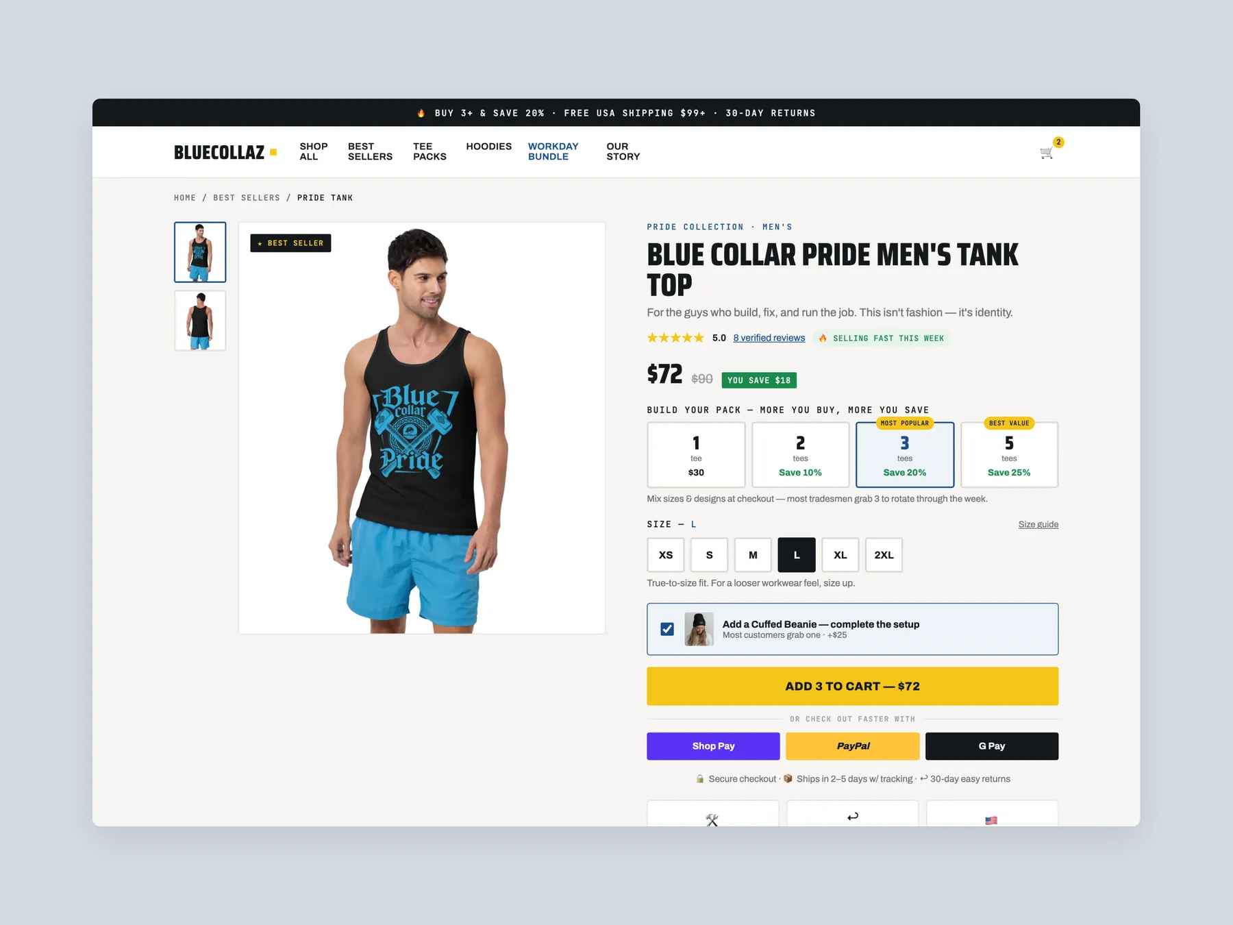 BlueCollaz concept redesign: Product page first screen: header and buy box
