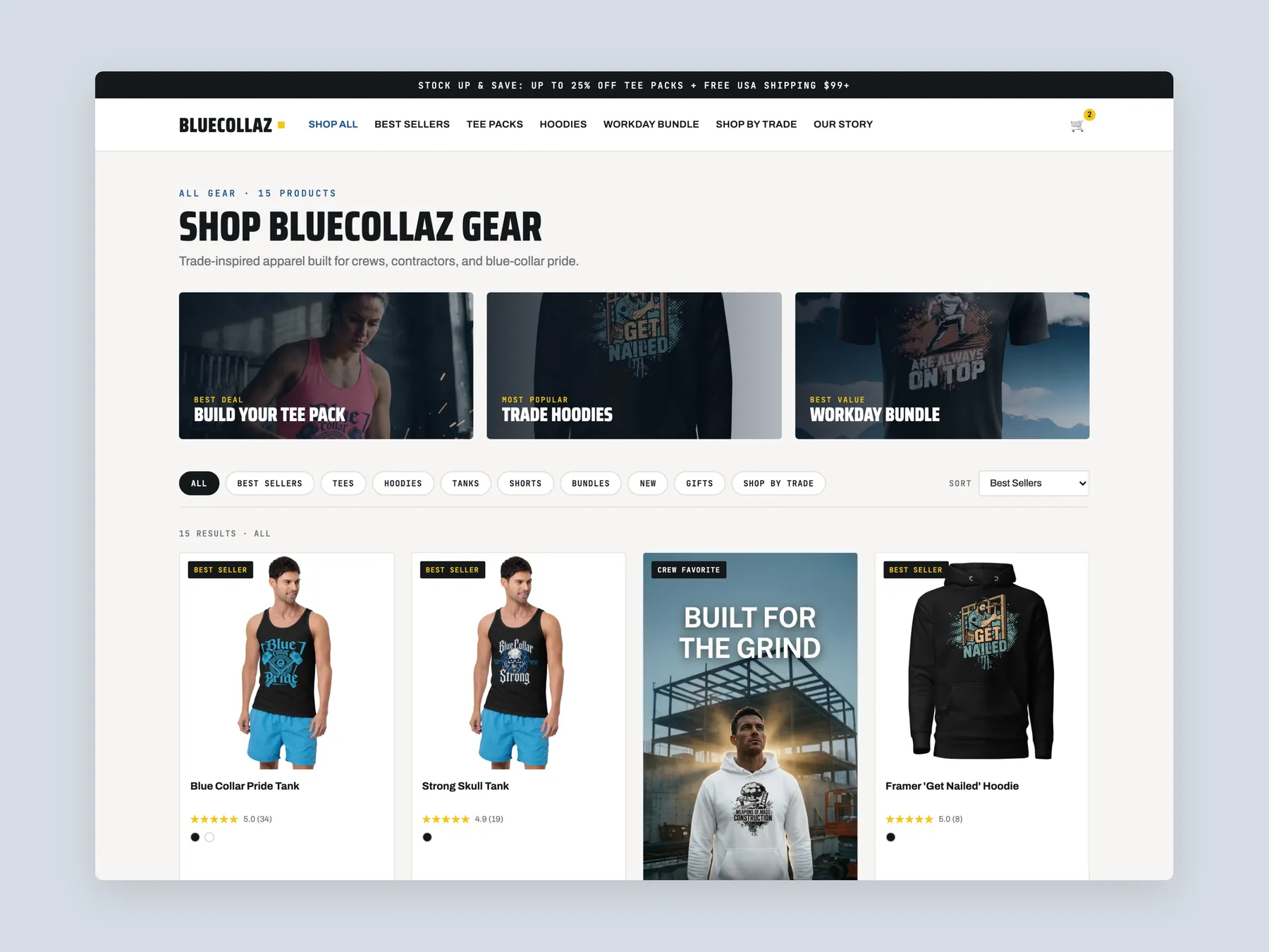 BlueCollaz concept redesign: Collection page first screen: header, filters, first row