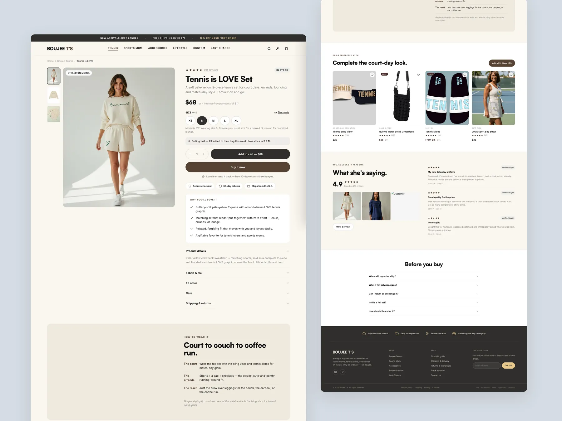 Boujee Ts concept redesign: Product page, two tall columns