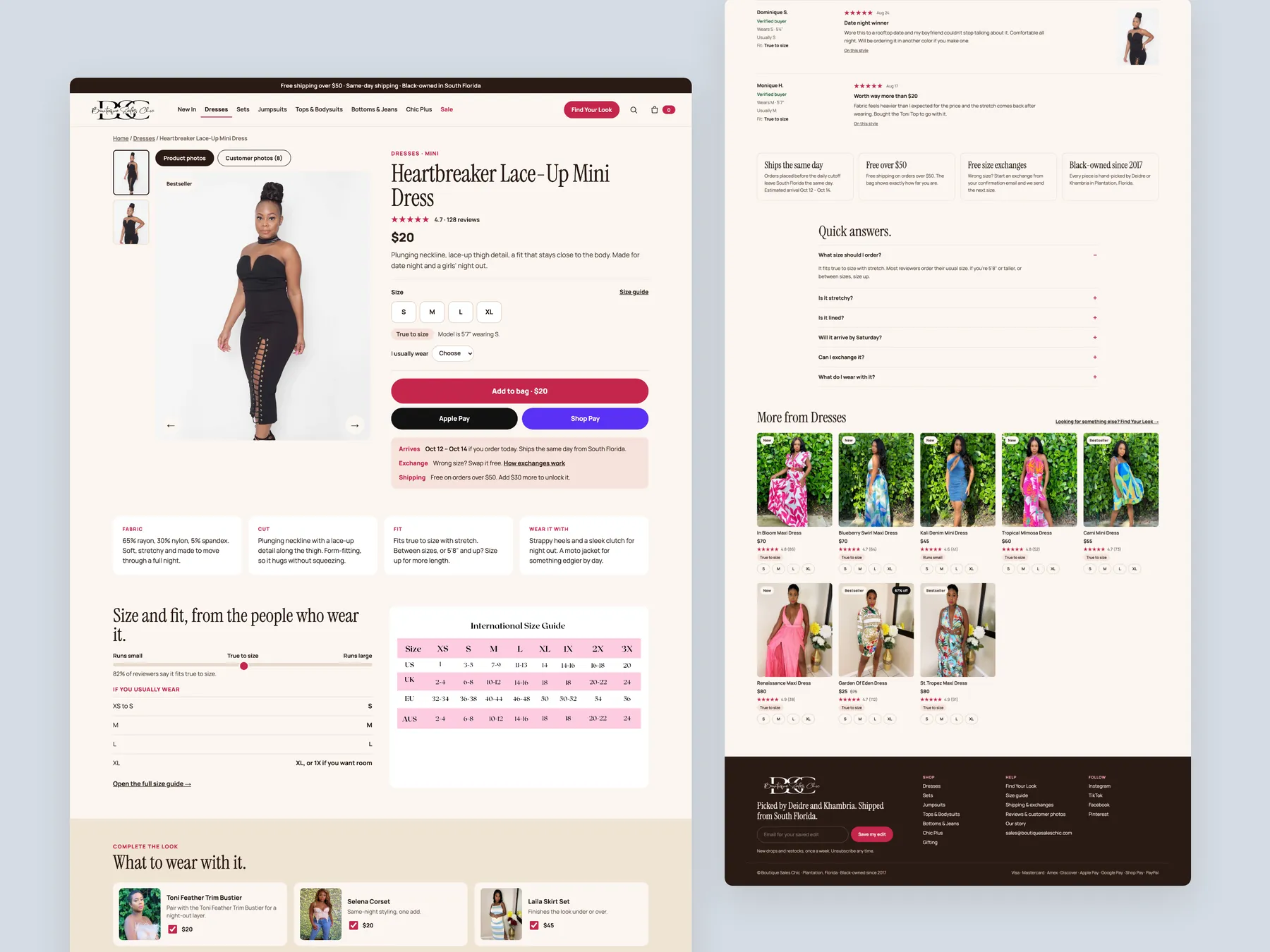 Boutique Sales Chic concept redesign: Product page, two tall columns