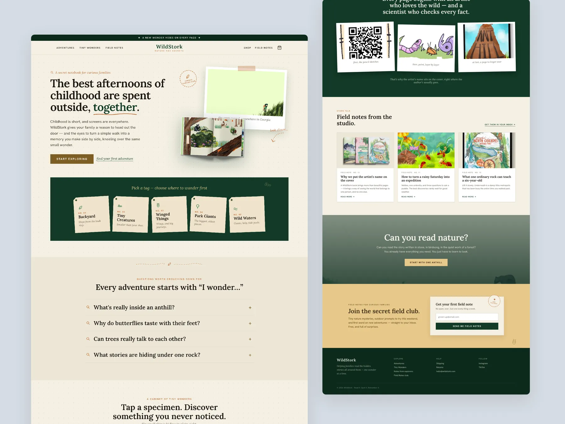 LoveStork concept redesign: Homepage, two tall columns