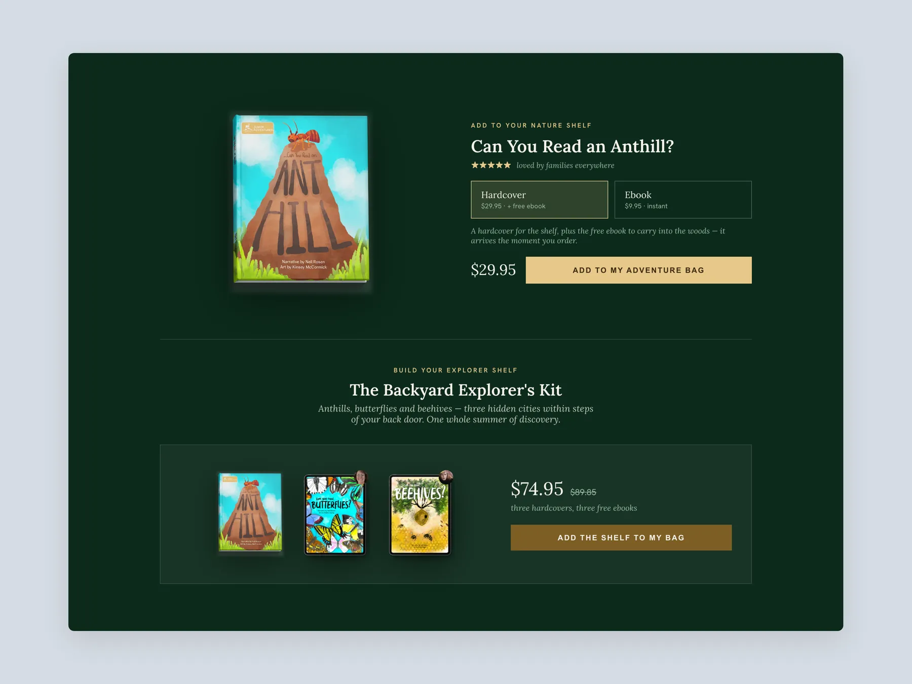LoveStork concept redesign: Product page buy section: format, price and bag button