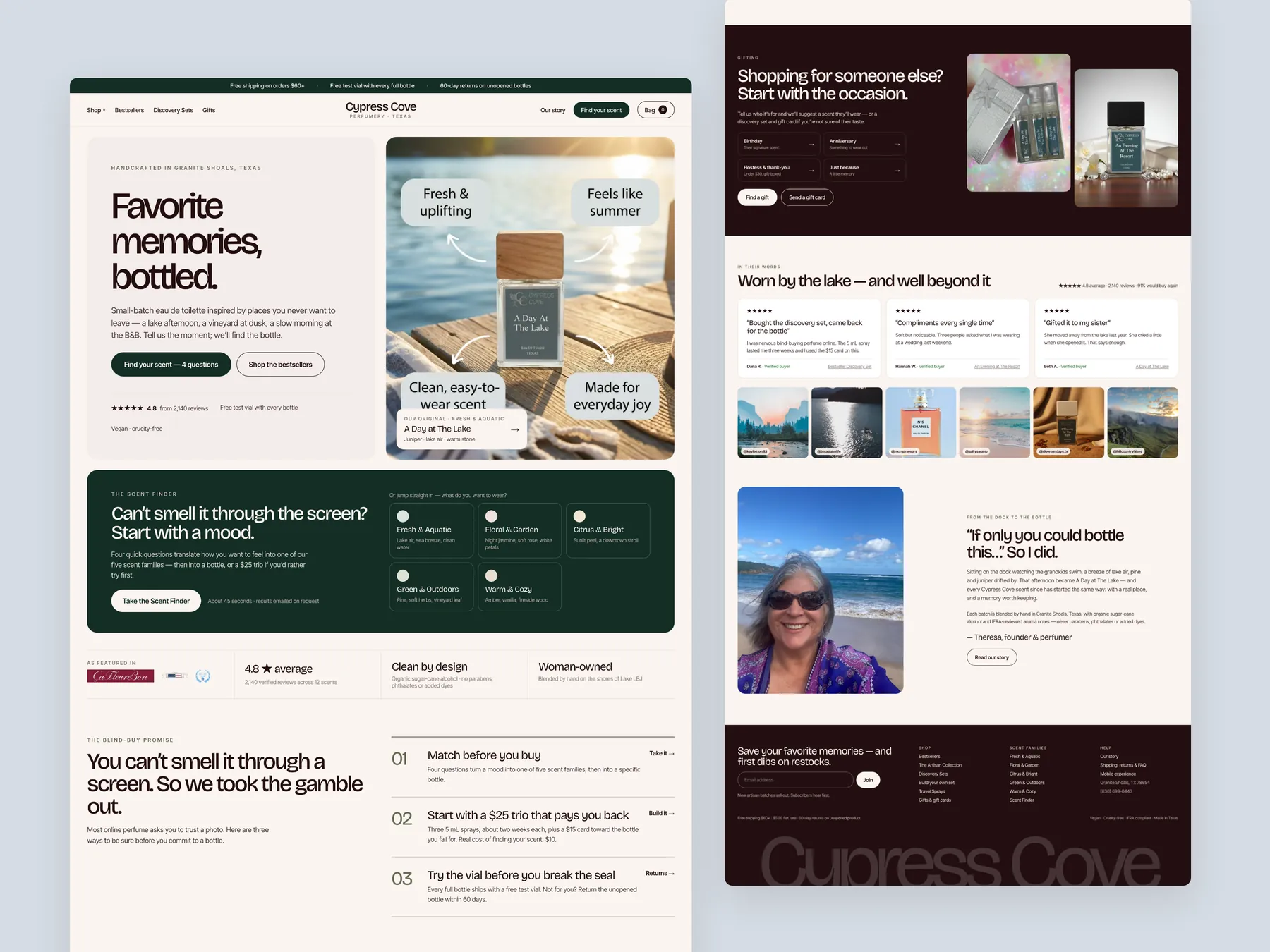 Cypress Cove concept redesign: Homepage, two tall columns