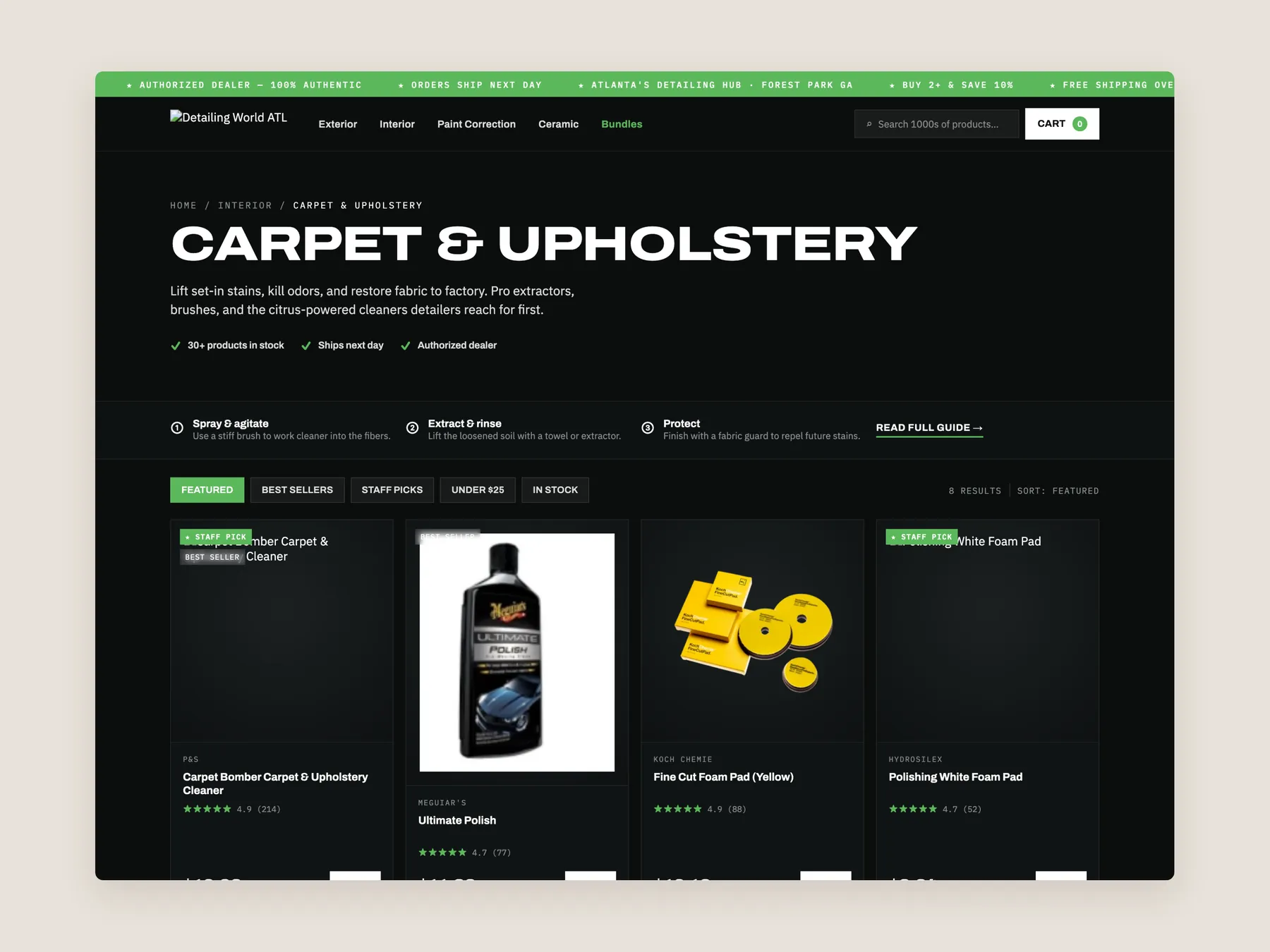 Detailing World Atlanta concept redesign: Collection page first screen: header, filters, first row