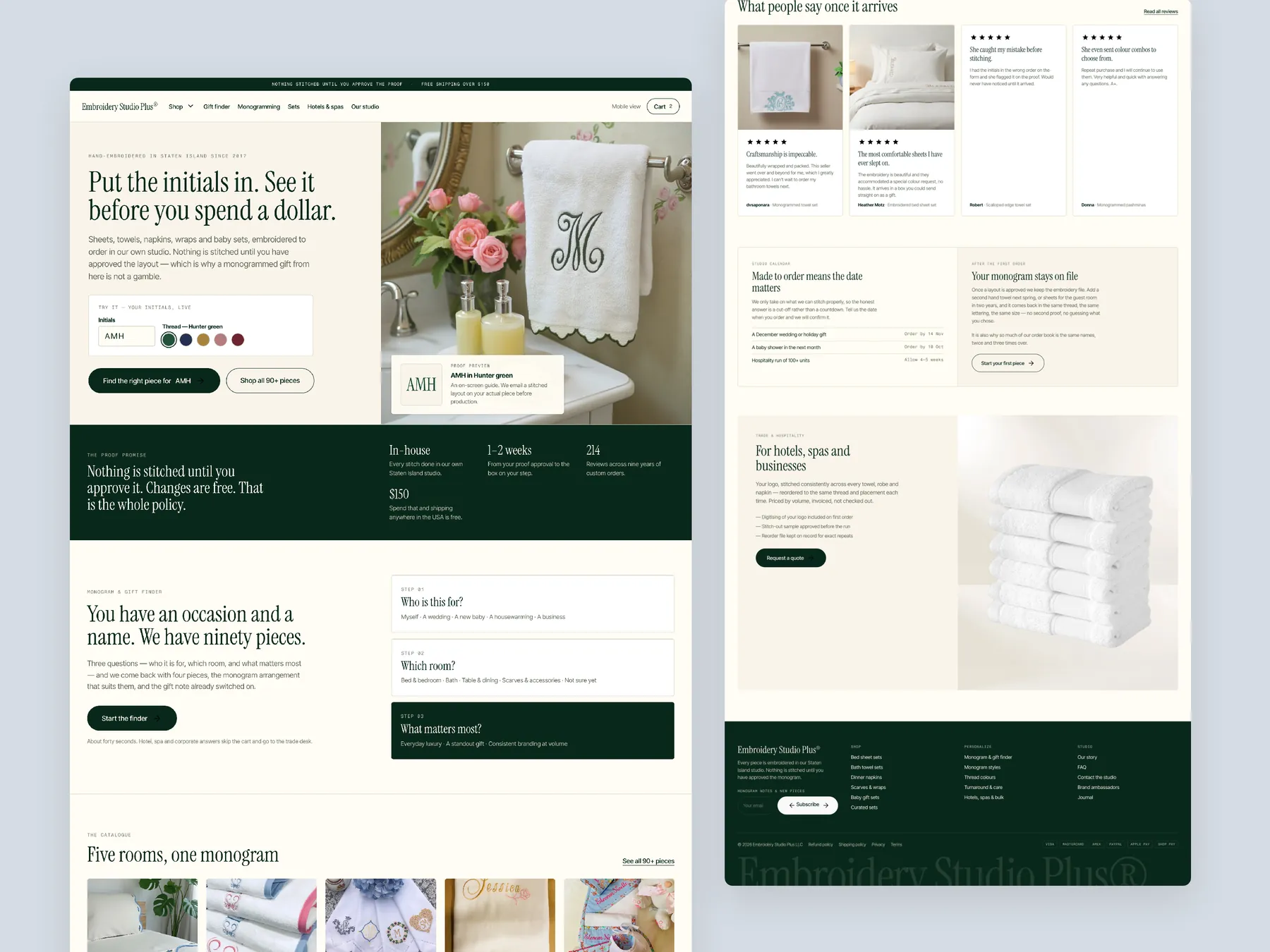 Embroidery Studio Plus concept redesign: Homepage, two tall columns