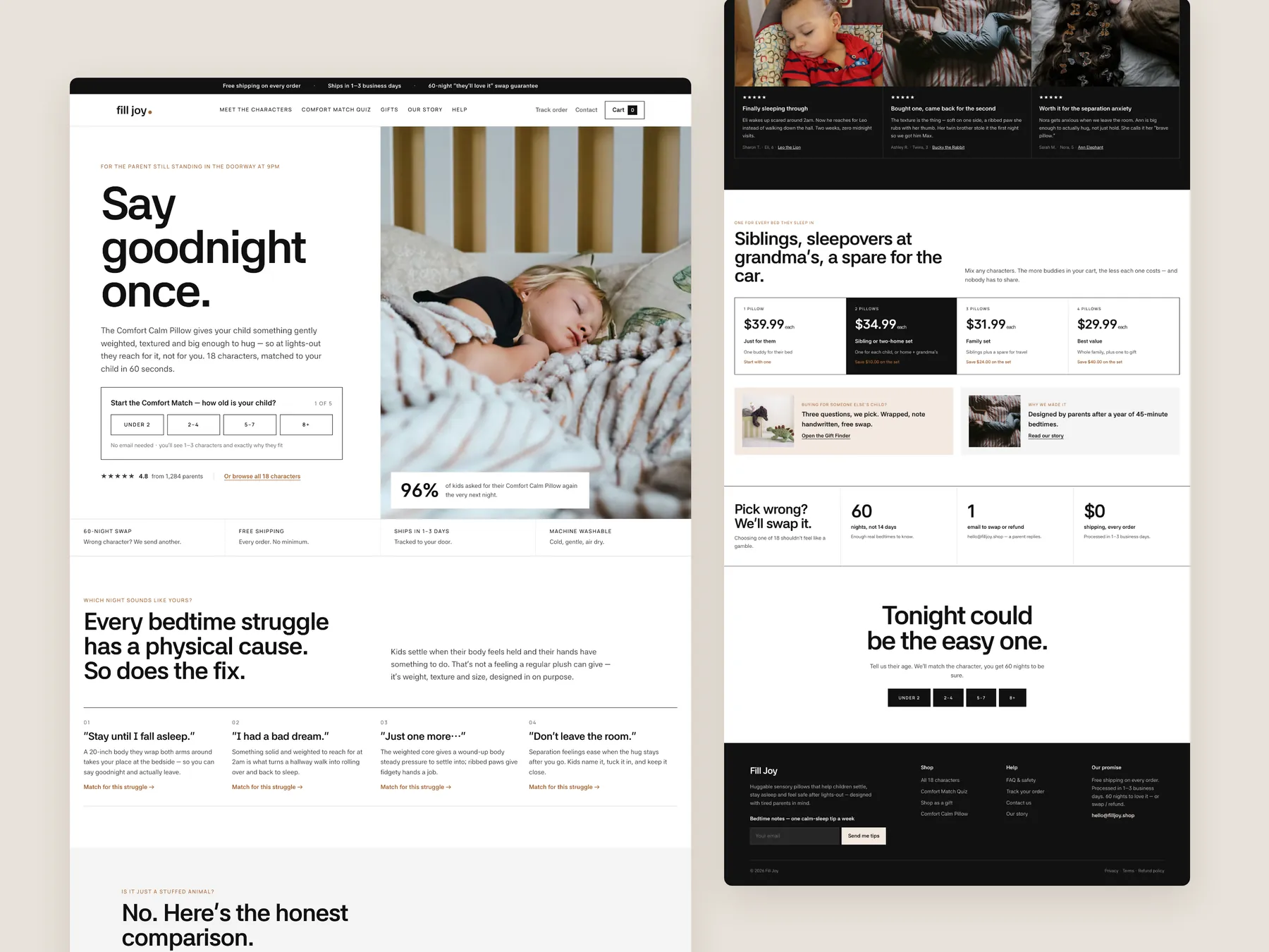 FillJoy concept redesign: Homepage, two tall columns