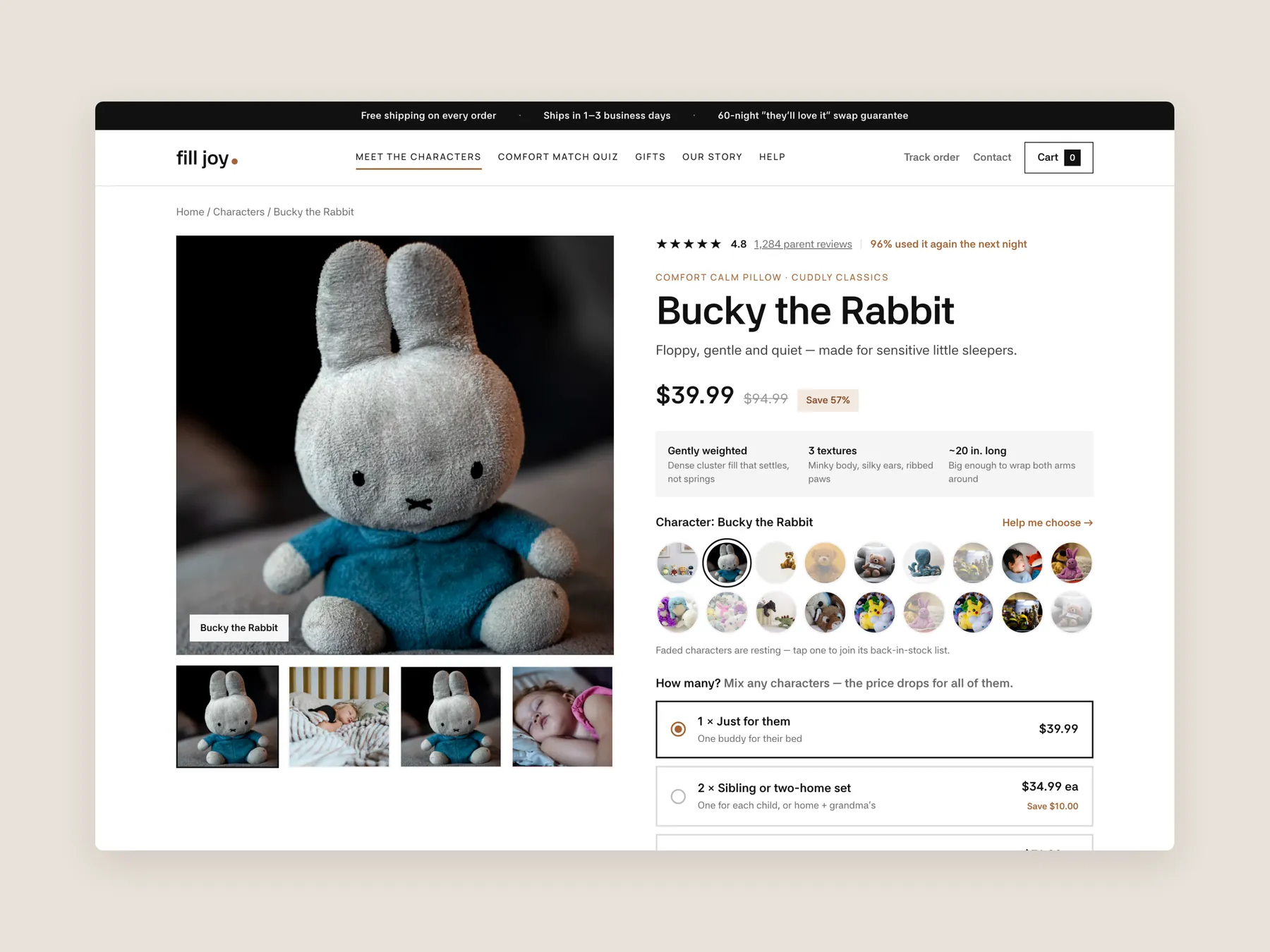 FillJoy concept redesign: Product page first screen: header and buy box