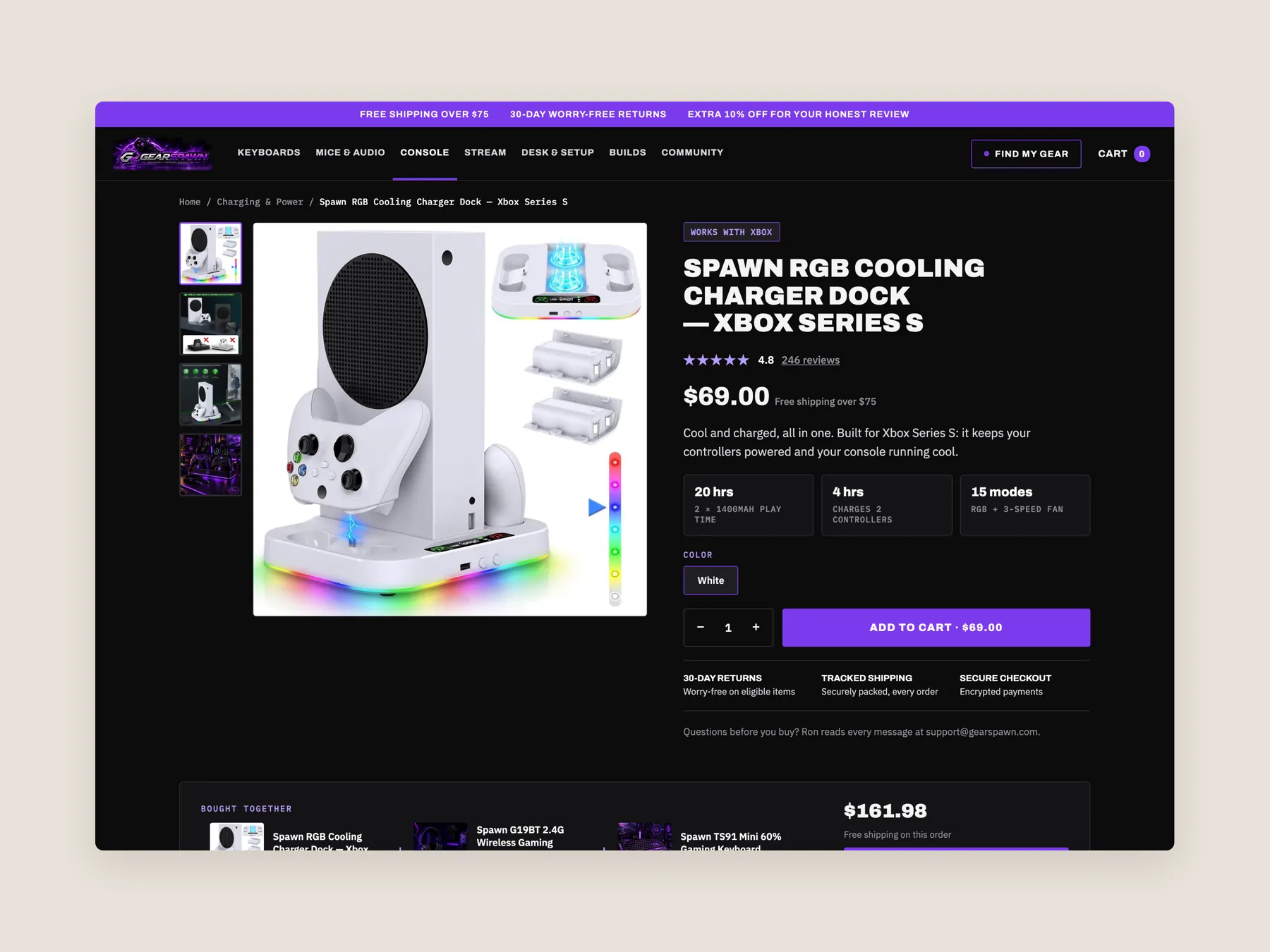 GearSpawn concept redesign: Product page first screen: header and buy box