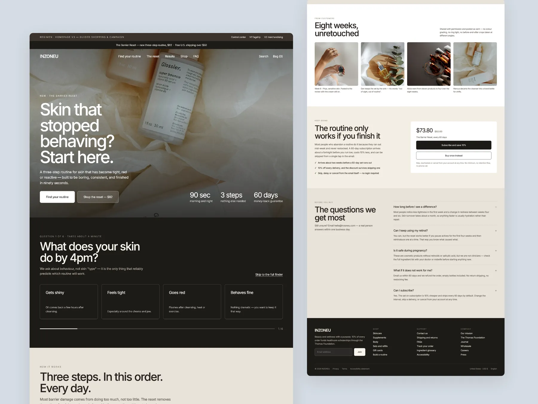 InZoneU concept redesign: Homepage, two tall columns