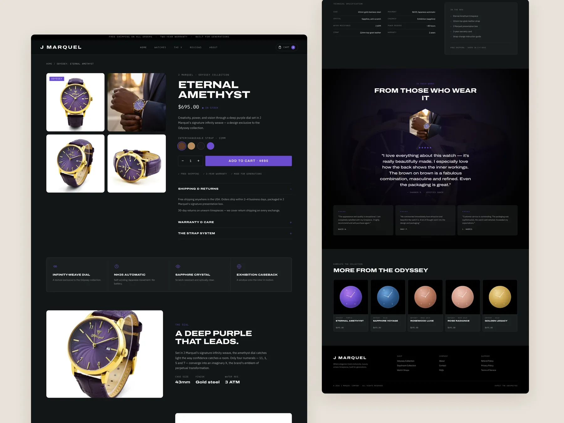 J Marquel concept redesign: Product page, two tall columns