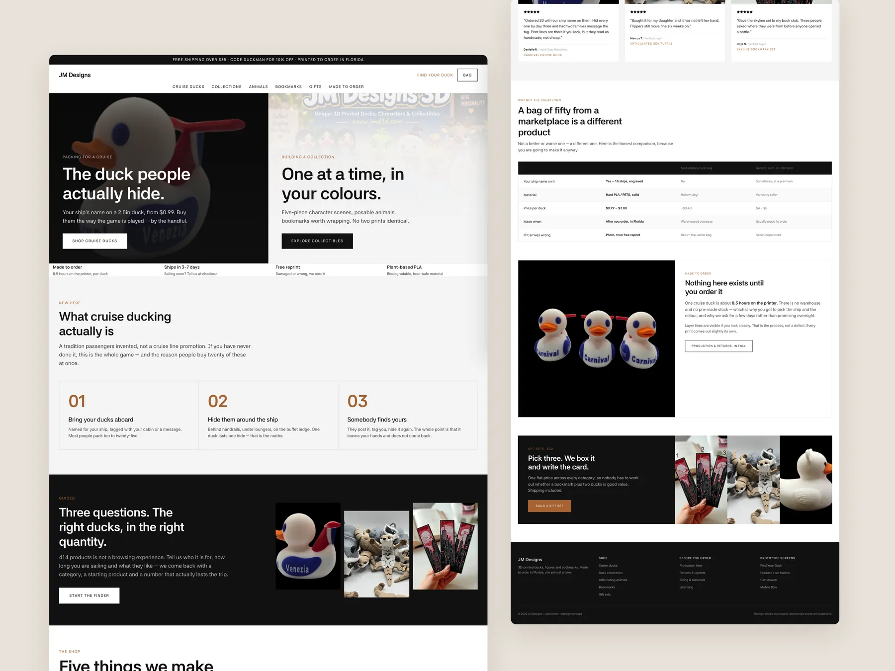 JMD 3D concept redesign: Homepage, two tall columns