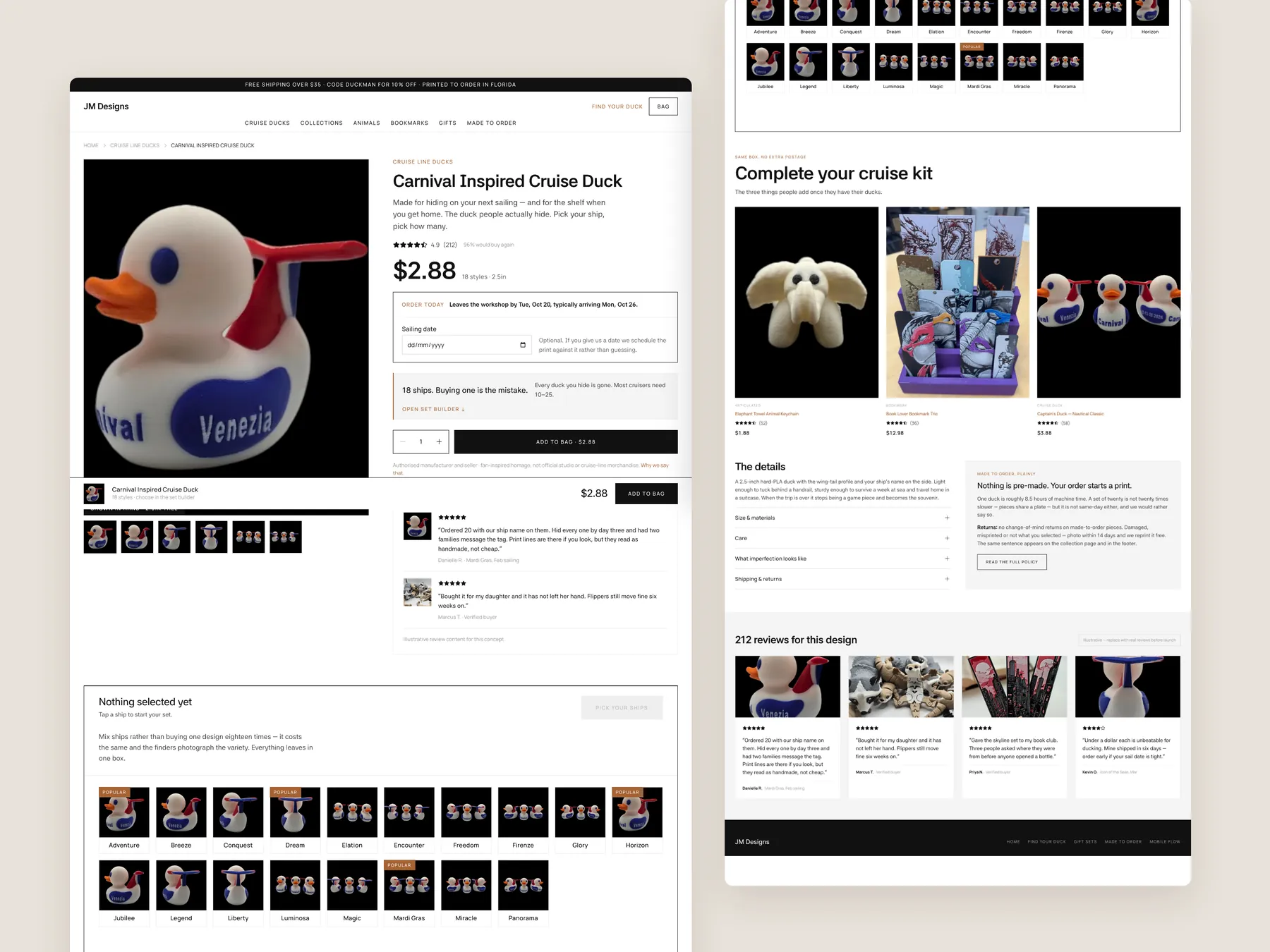 JMD 3D concept redesign: Product page, two tall columns