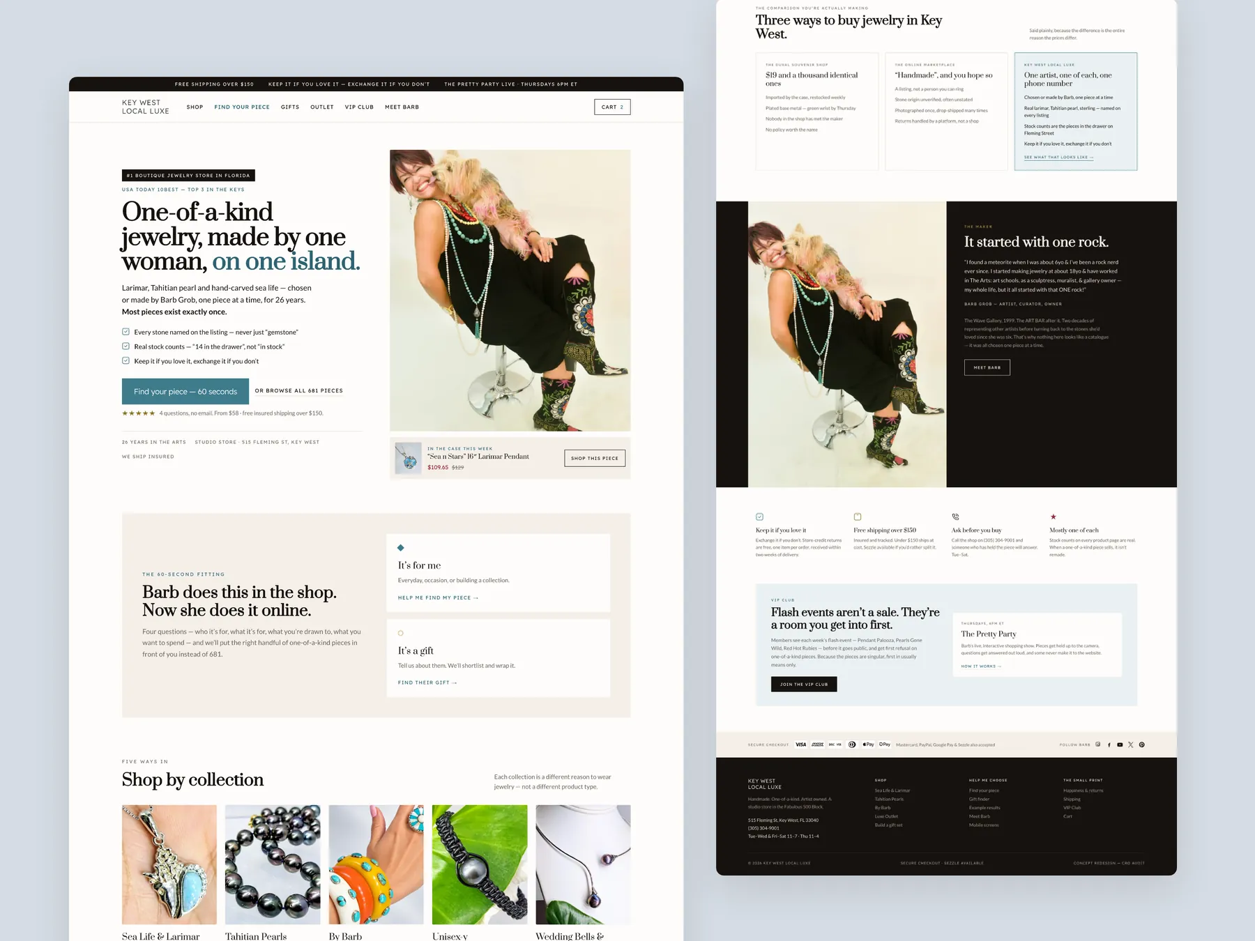 Key West Local Luxe concept redesign: Homepage, two tall columns